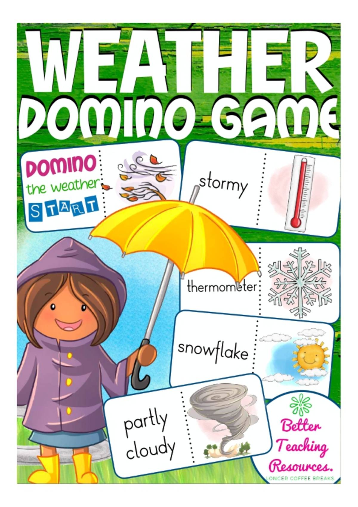 An educational teaching resource from Better Teaching Resources entitled Dominoes: Weather downloadable at Teach Simple.