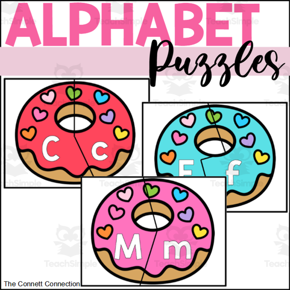 An educational teaching resource from The Connett Connection entitled Donut Alphabet Puzzles downloadable at Teach Simple.