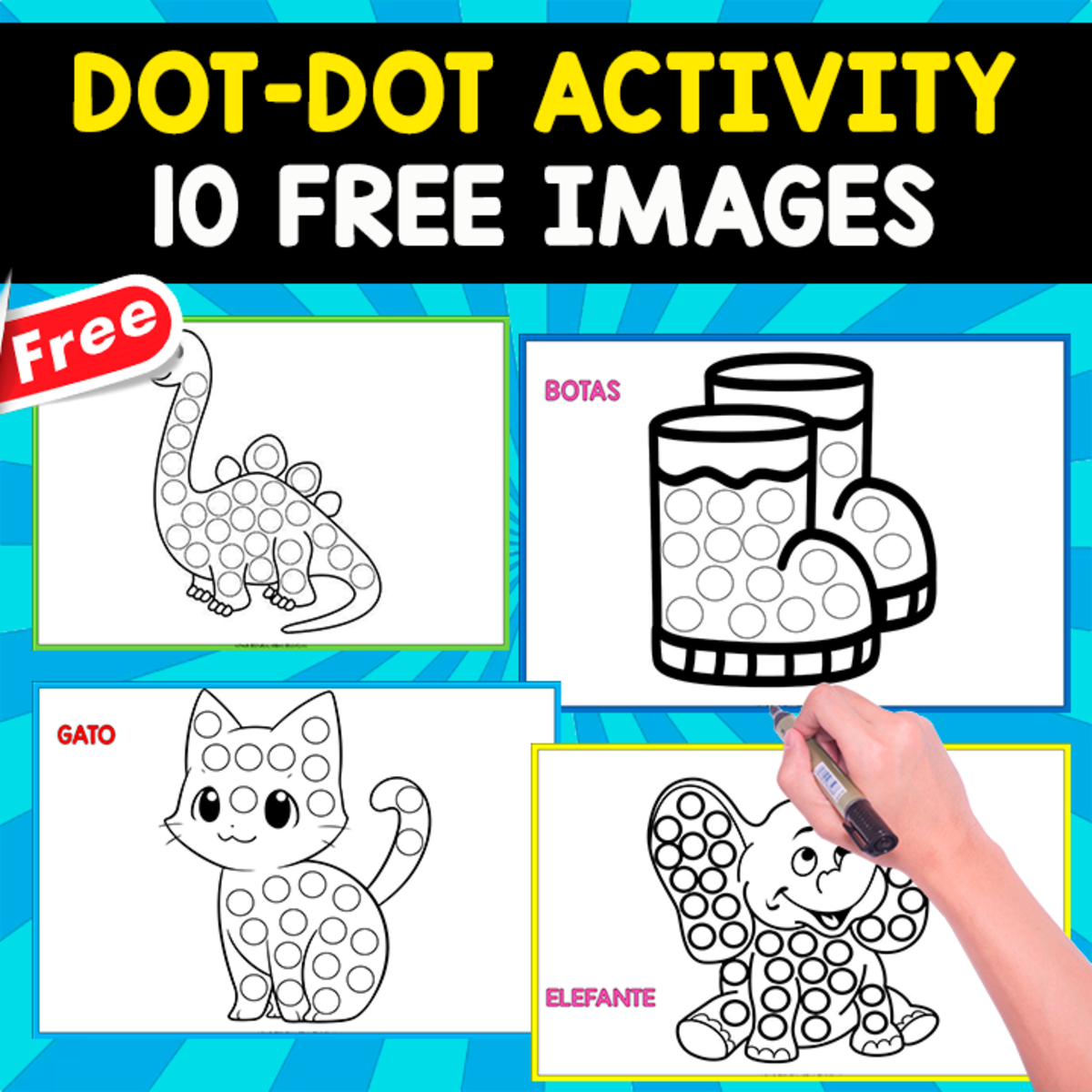 An educational teaching resource from EDITORIAL LAURA EDUCA entitled DOT-DOT ACTIVITY | 10 FREE PICTURES downloadable at Teach Simple.
