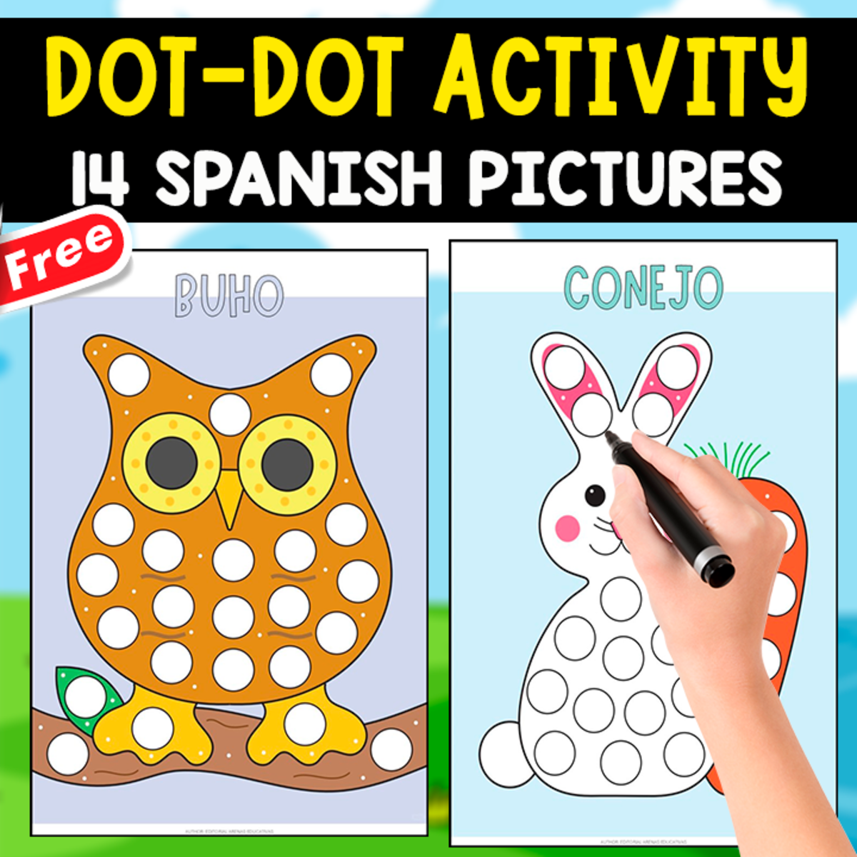 An educational teaching resource from EDITORIAL LAURA EDUCA entitled DOT-DOT ACTIVITY | 14 SPANISH PICTURES downloadable at Teach Simple.