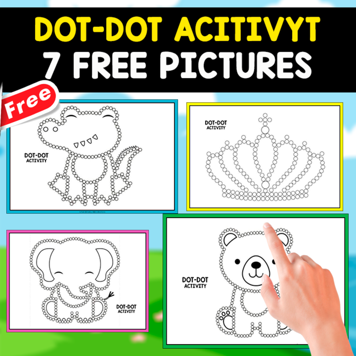 An educational teaching resource from EDITORIAL LAURA EDUCA entitled DOT-DOT ACTIVITY | 7 FREE IMAGES FOR KIDS downloadable at Teach Simple.