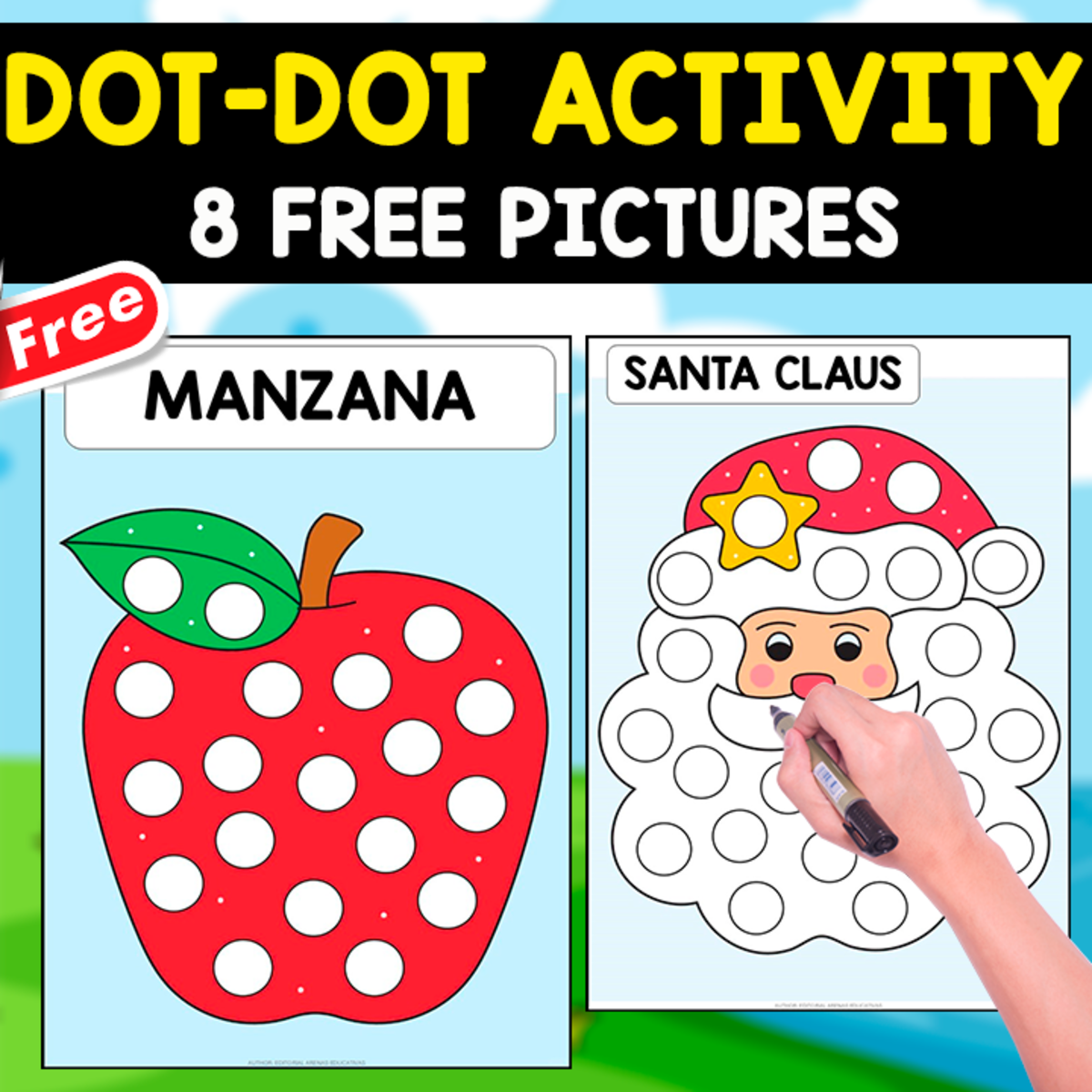 An educational teaching resource from EDITORIAL LAURA EDUCA entitled DOT-DOT ACTIVITY | 8 FREE PICTURES | ART ACTIVITY downloadable at Teach Simple.