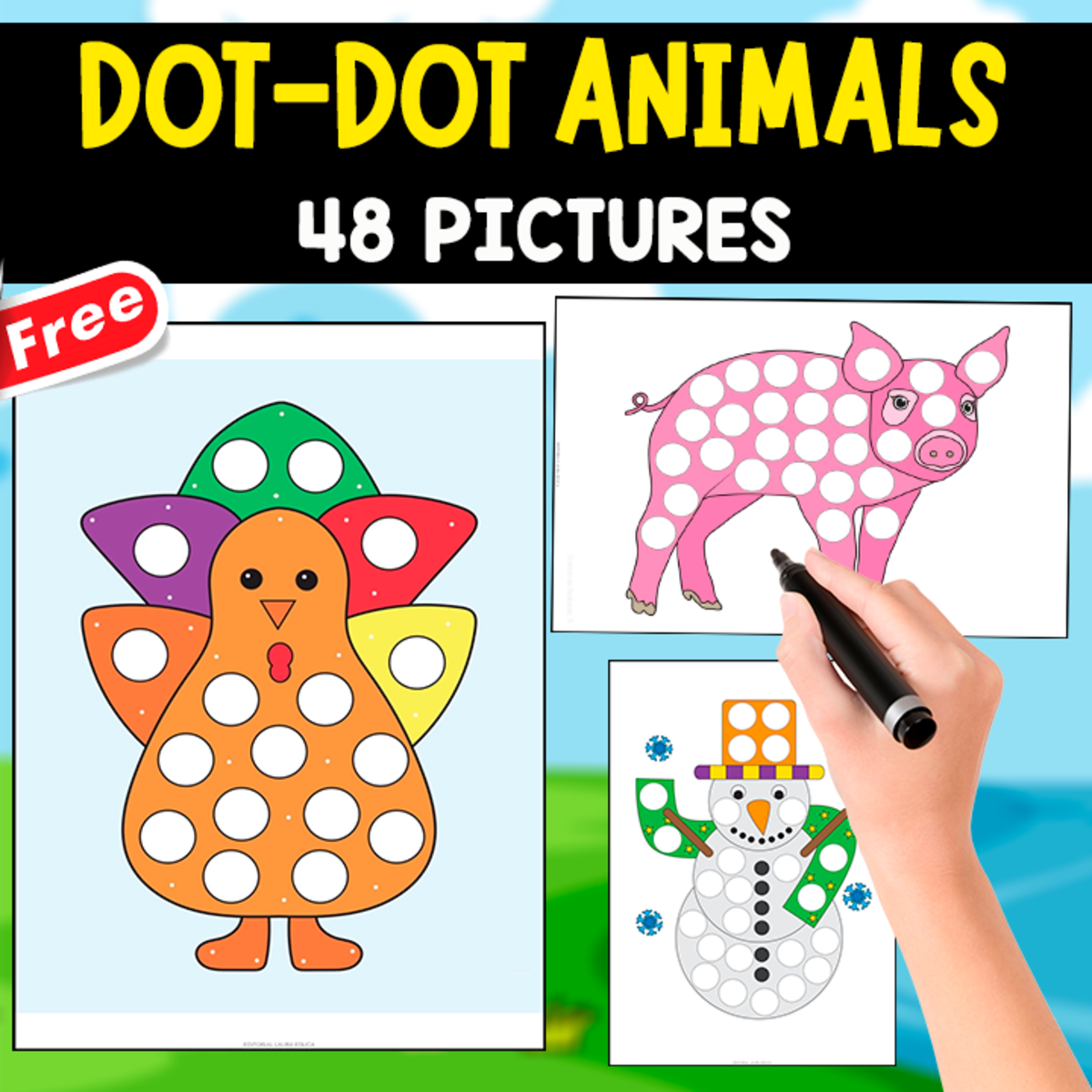 An educational teaching resource from EDITORIAL LAURA EDUCA entitled DOT-DOT ANIMALS | 48 PAGES downloadable at Teach Simple.
