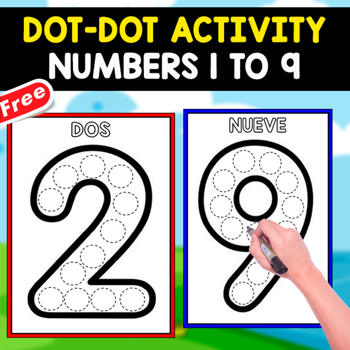 An educational teaching resource from EDITORIAL LAURA EDUCA entitled DOT-DOT IN SPANISH | NUMBERS 1 TO 9 downloadable at Teach Simple.