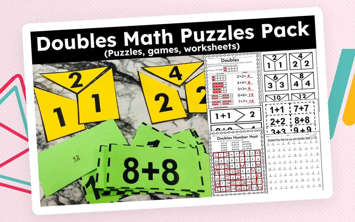 An educational teaching resource from CraftEdPrints entitled Doubles Activity Pack downloadable at Teach Simple.