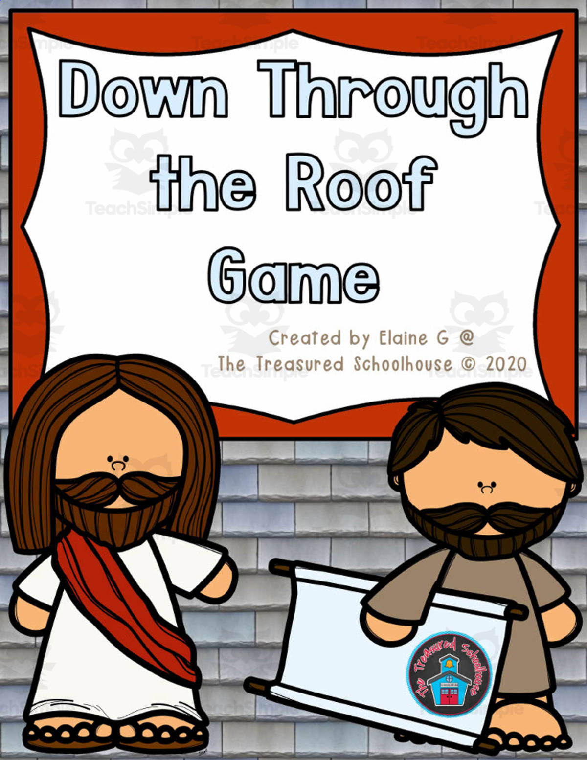 An educational teaching resource from The Treasured Schoolhouse entitled Down Through the Roof Game downloadable at Teach Simple.