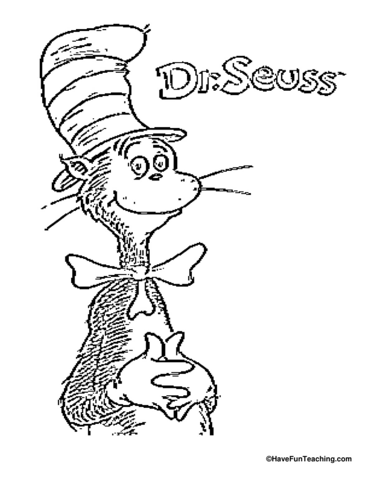 An educational teaching resource from Have Fun Teaching entitled Dr. Seuss Coloring Page downloadable at Teach Simple.