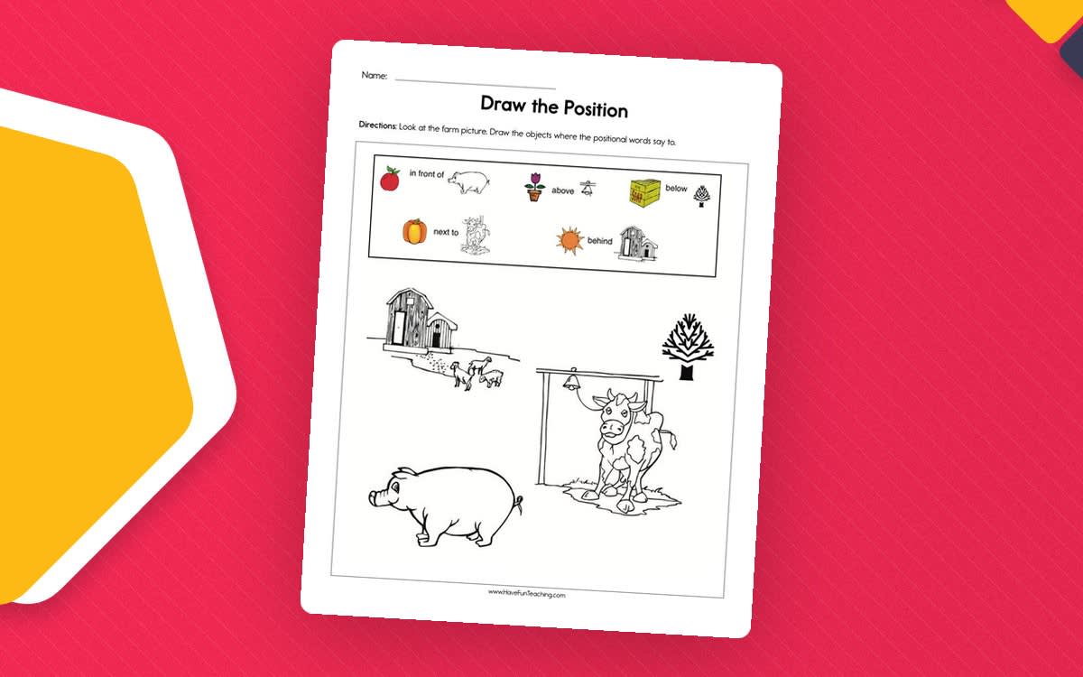 An educational teaching resource from Have Fun Teaching entitled Draw the Positions Worksheet downloadable at Teach Simple.