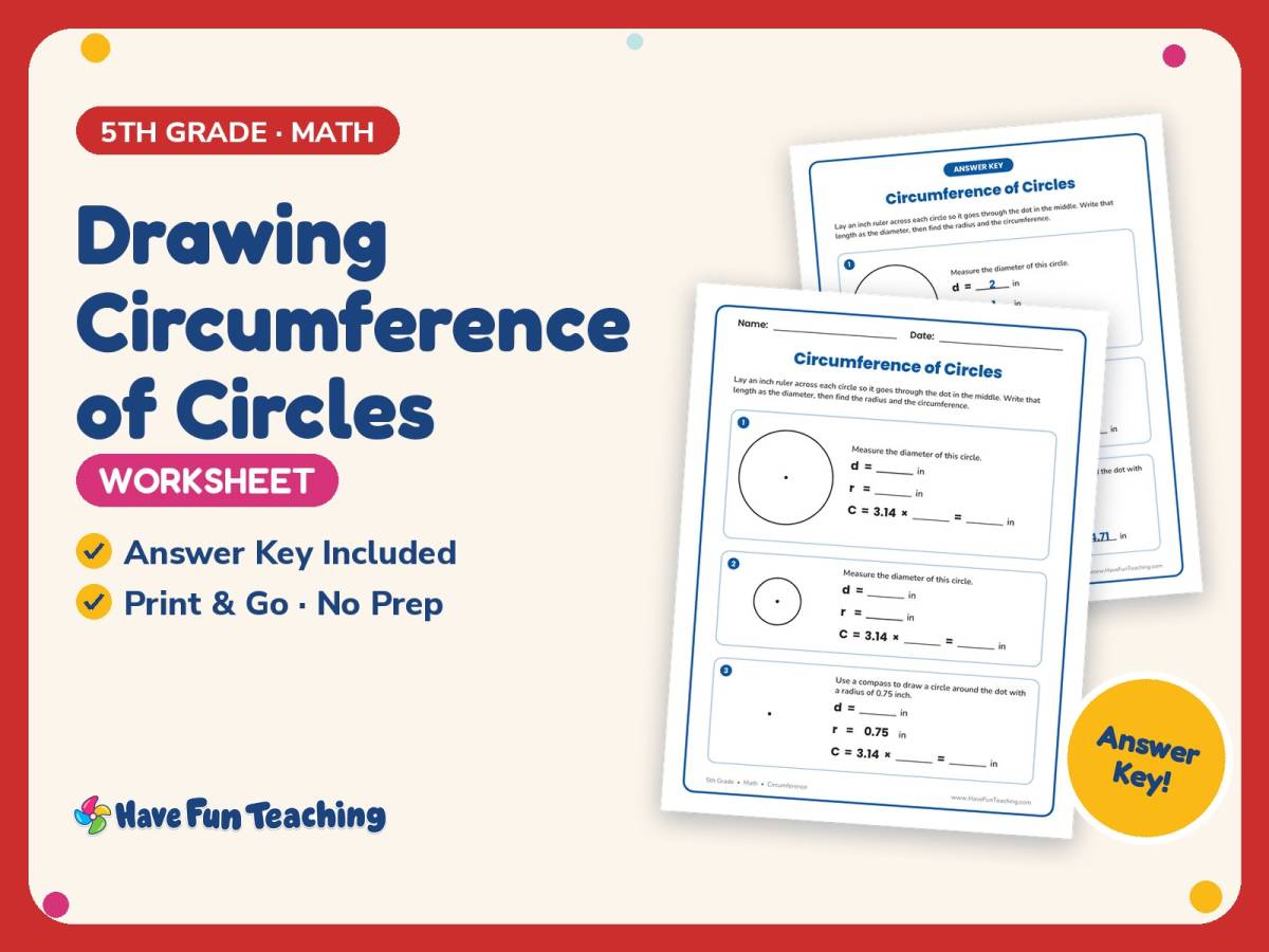 Drawing Circumference of Circles Worksheet – 5th Grade Geometry preview