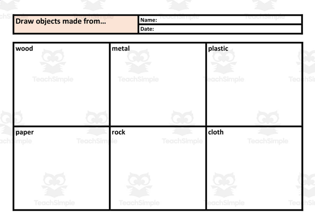 An educational teaching resource from Elementary Resources 4 U entitled Drawing Resources Worksheet downloadable at Teach Simple.
