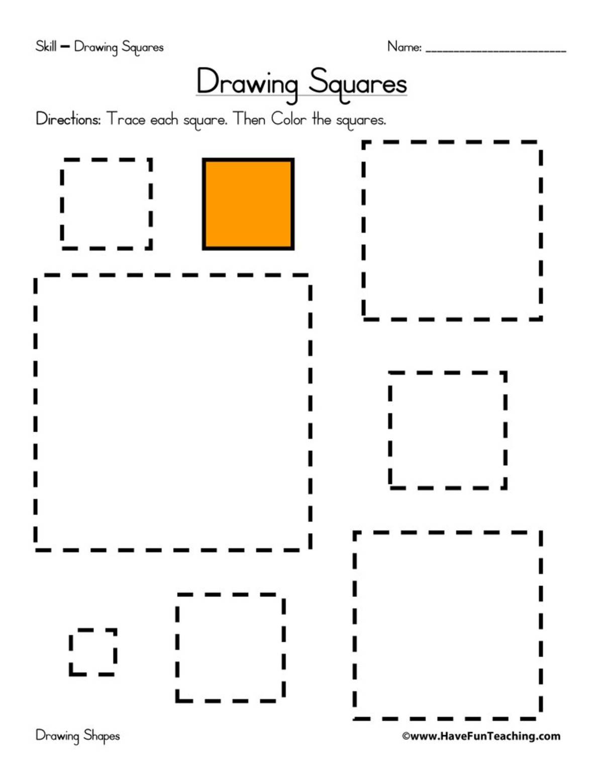 An educational teaching resource from Have Fun Teaching entitled Drawing Squares Worksheet downloadable at Teach Simple.