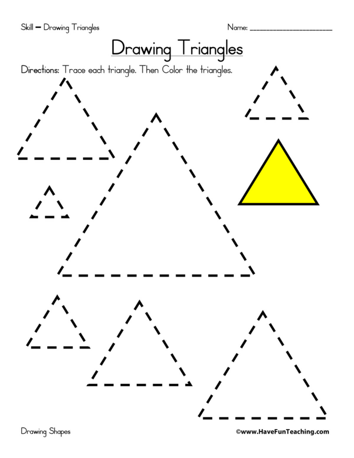 An educational teaching resource from Have Fun Teaching entitled Drawing Triangles Worksheet downloadable at Teach Simple.