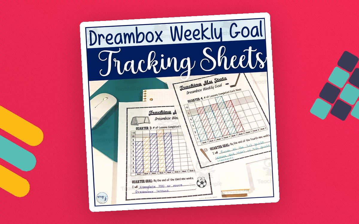 An educational teaching resource from The End of the Alphabet entitled Dreambox Weekly Goal Tracking Sheets - Sports Themed downloadable at Teach Simple.