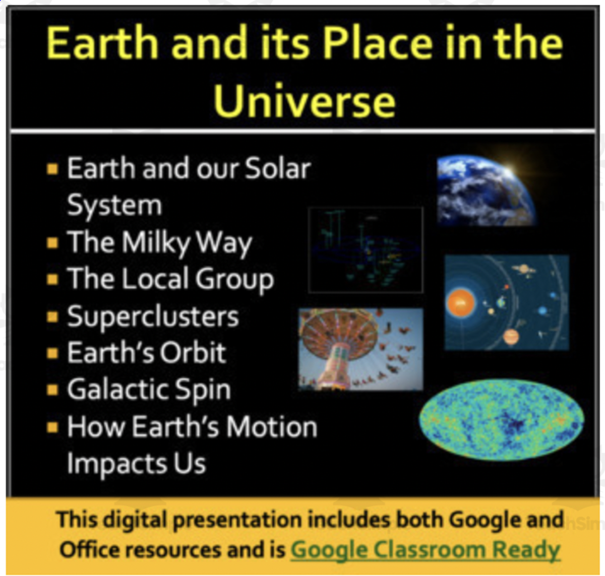An educational teaching resource from Teach With Fergy entitled Earth and its Place in the Universe - Lesson Bundle downloadable at Teach Simple.