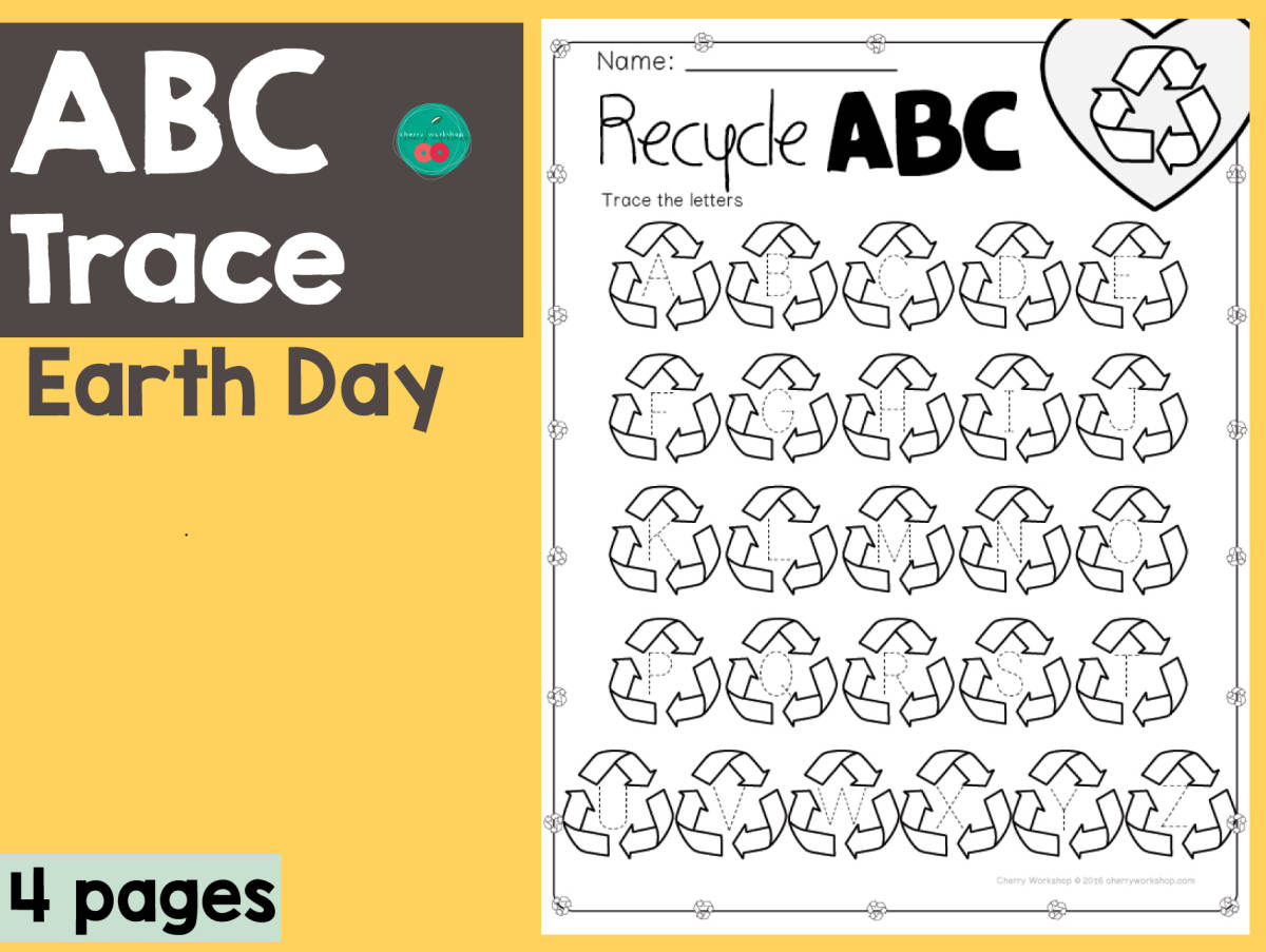 An educational teaching resource from Cherry Workshop entitled Earth Day ABC Trace – Alphabet Handwriting Pages downloadable at Teach Simple.