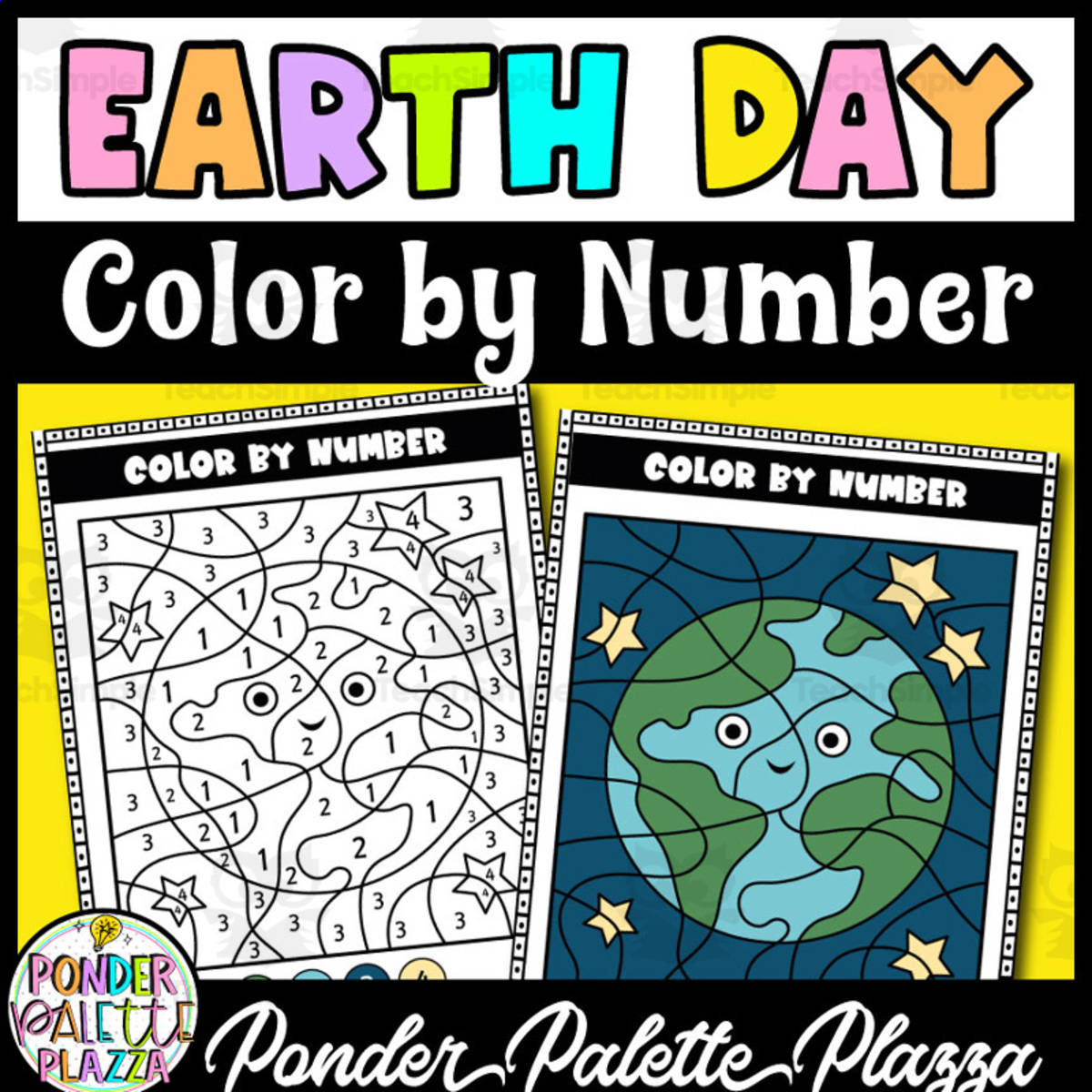 An educational teaching resource from Ponder Palette Plazza entitled Earth Day Color by Number downloadable at Teach Simple.
