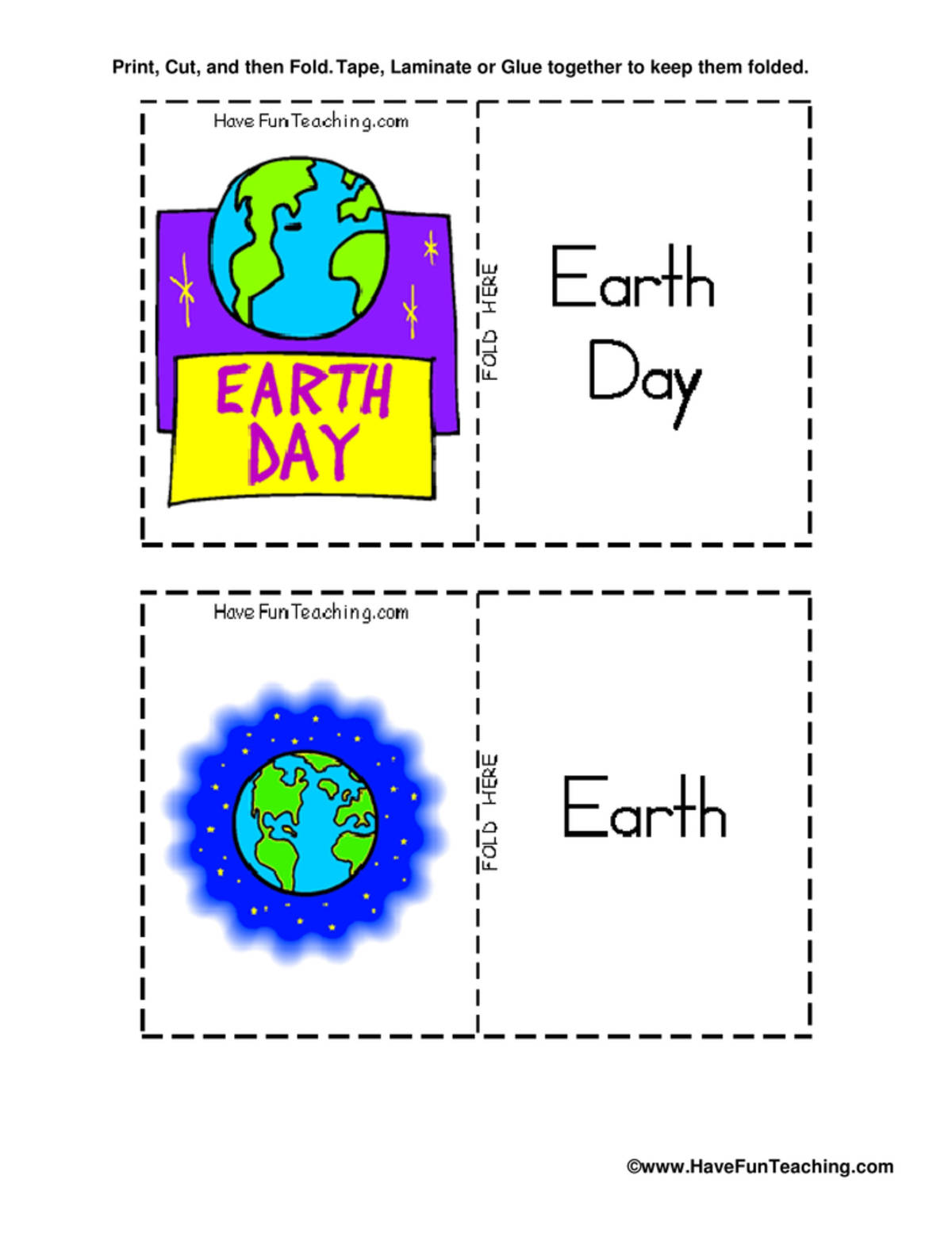 An educational teaching resource from Have Fun Teaching entitled Earth Day Flash Cards downloadable at Teach Simple.