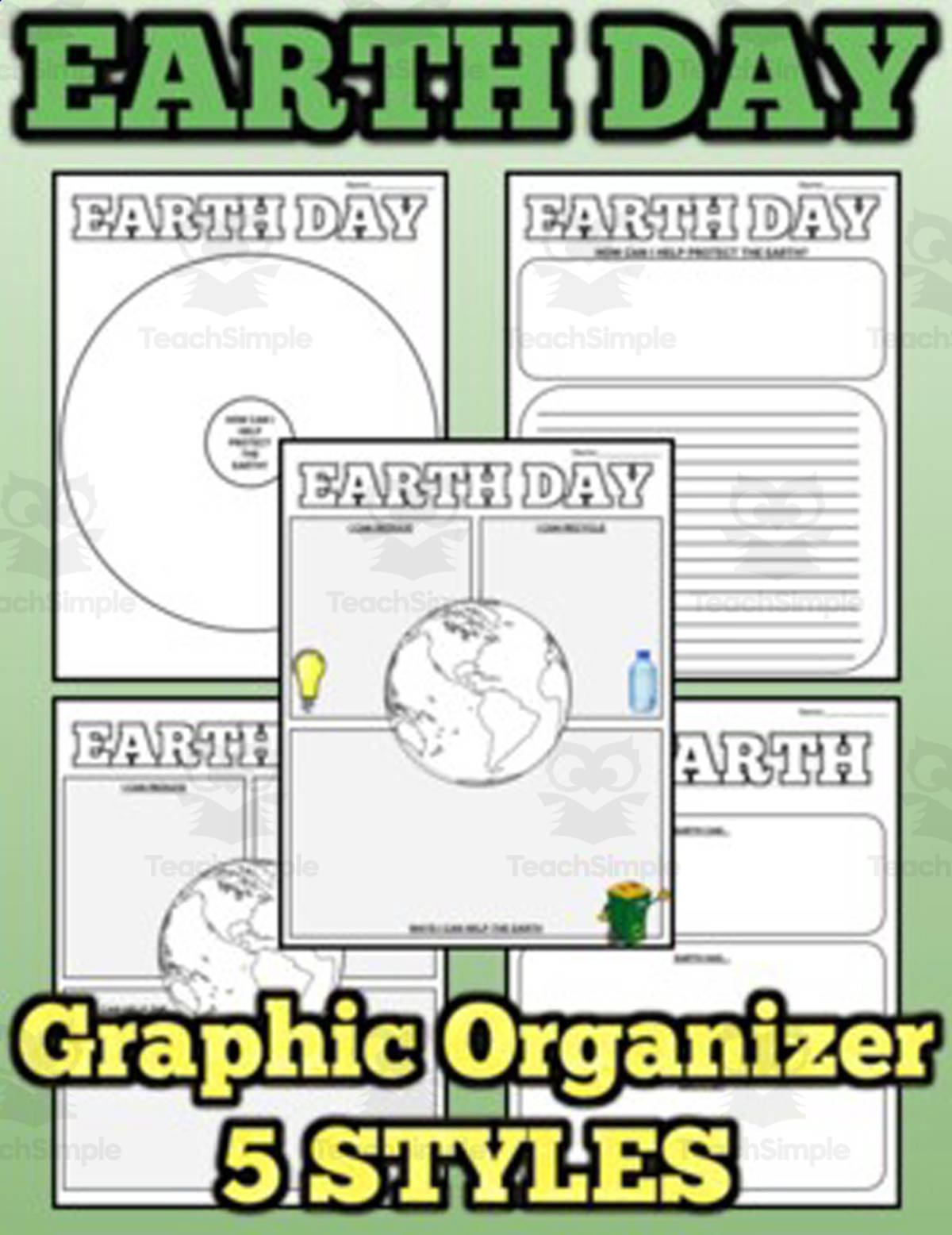 An educational teaching resource from Roombop entitled Earth Day Graphic Organizer downloadable at Teach Simple.