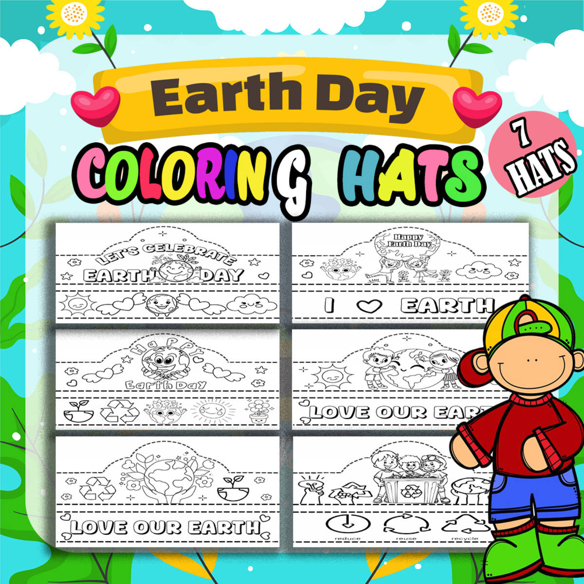 An educational teaching resource from Bambolina55 entitled Earth Day Hat Crown Craft Headband for Preschool and Kindergarten downloadable at Teach Simple.