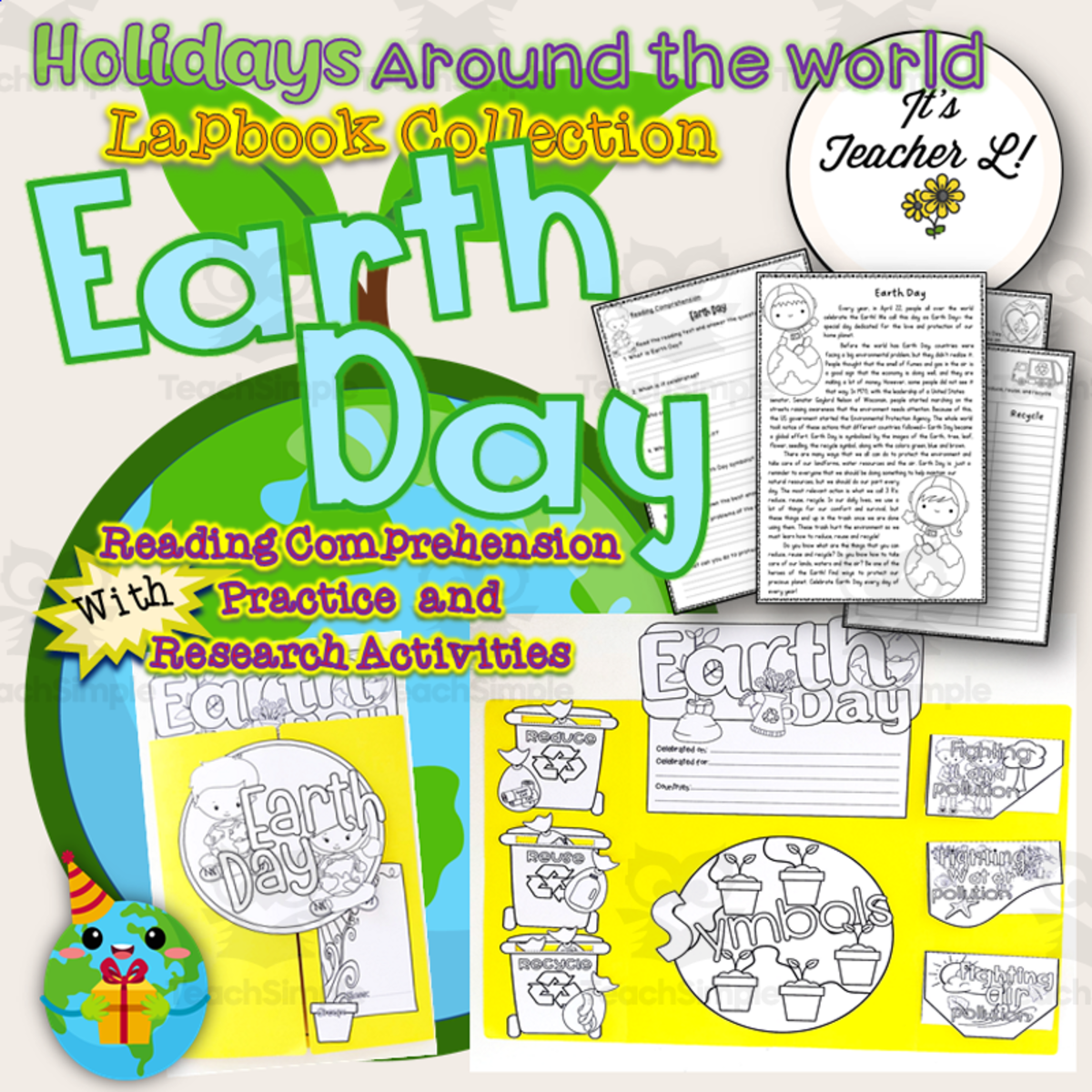 An educational teaching resource from It's Teacher L entitled Earth Day Lapbook with Reading Comprehension and Research Activities downloadable at Teach Simple.