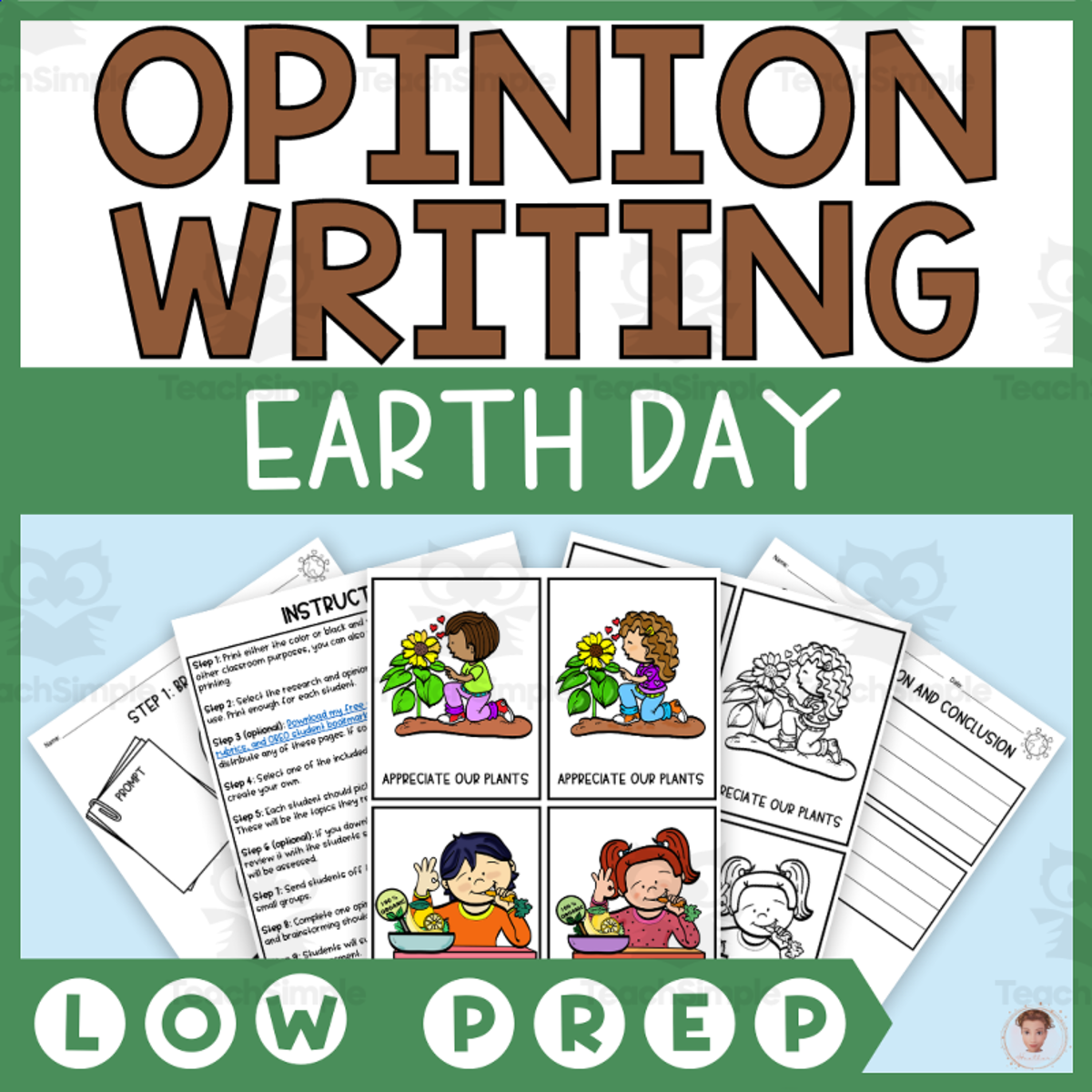 An educational teaching resource from Heather Huhman entitled Earth Day Opinion Writing Step-by-Step (Would You Rather) downloadable at Teach Simple.