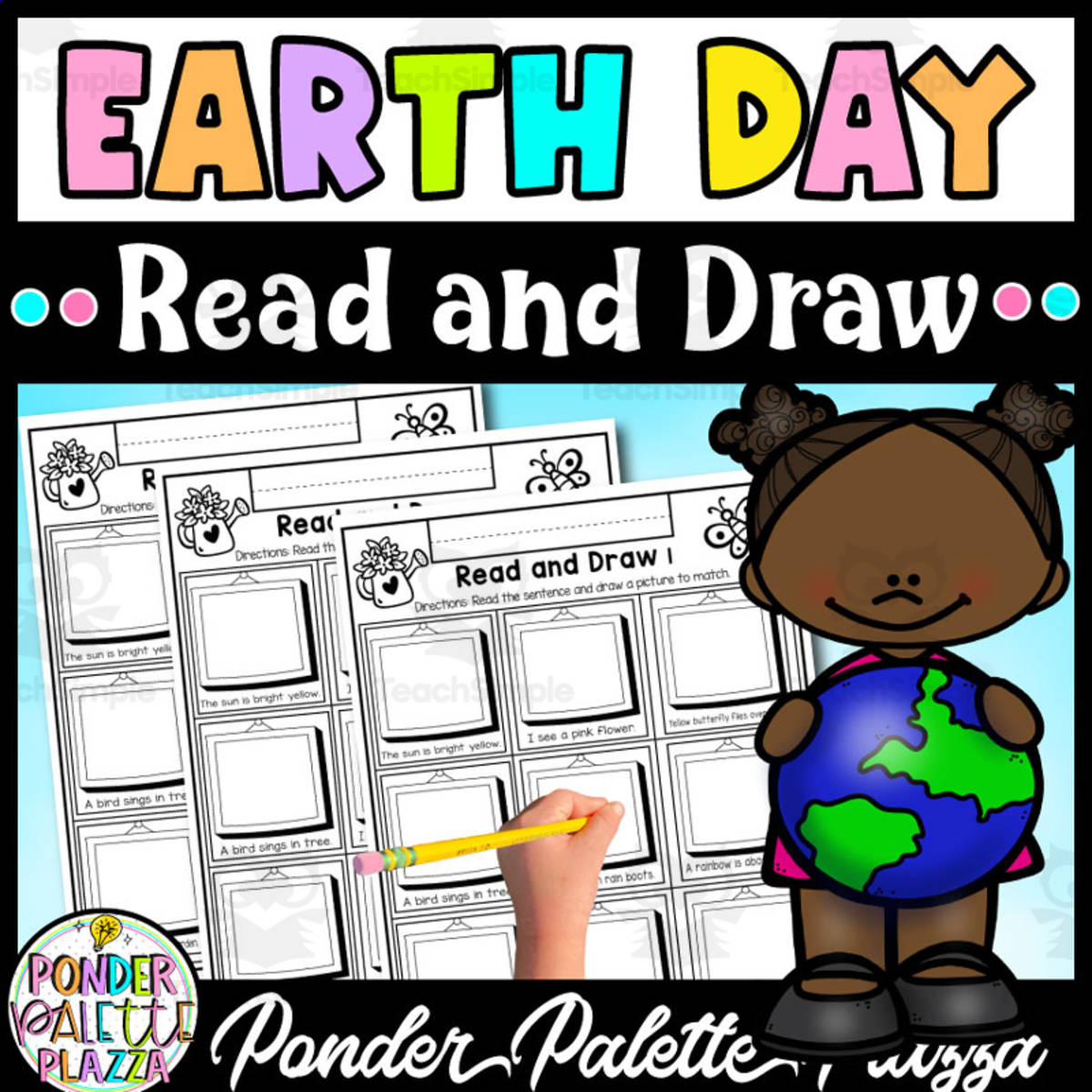 An educational teaching resource from Ponder Palette Plazza entitled Earth Day Read and Draw Activity downloadable at Teach Simple.