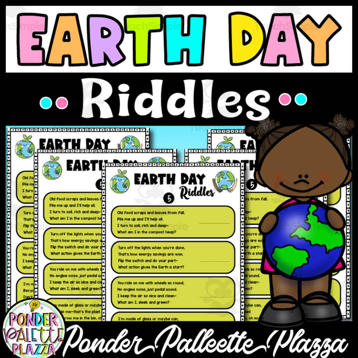 An educational teaching resource from Ponder Palette Plazza entitled Earth Day Riddles – Brain Teaser Activity downloadable at Teach Simple.