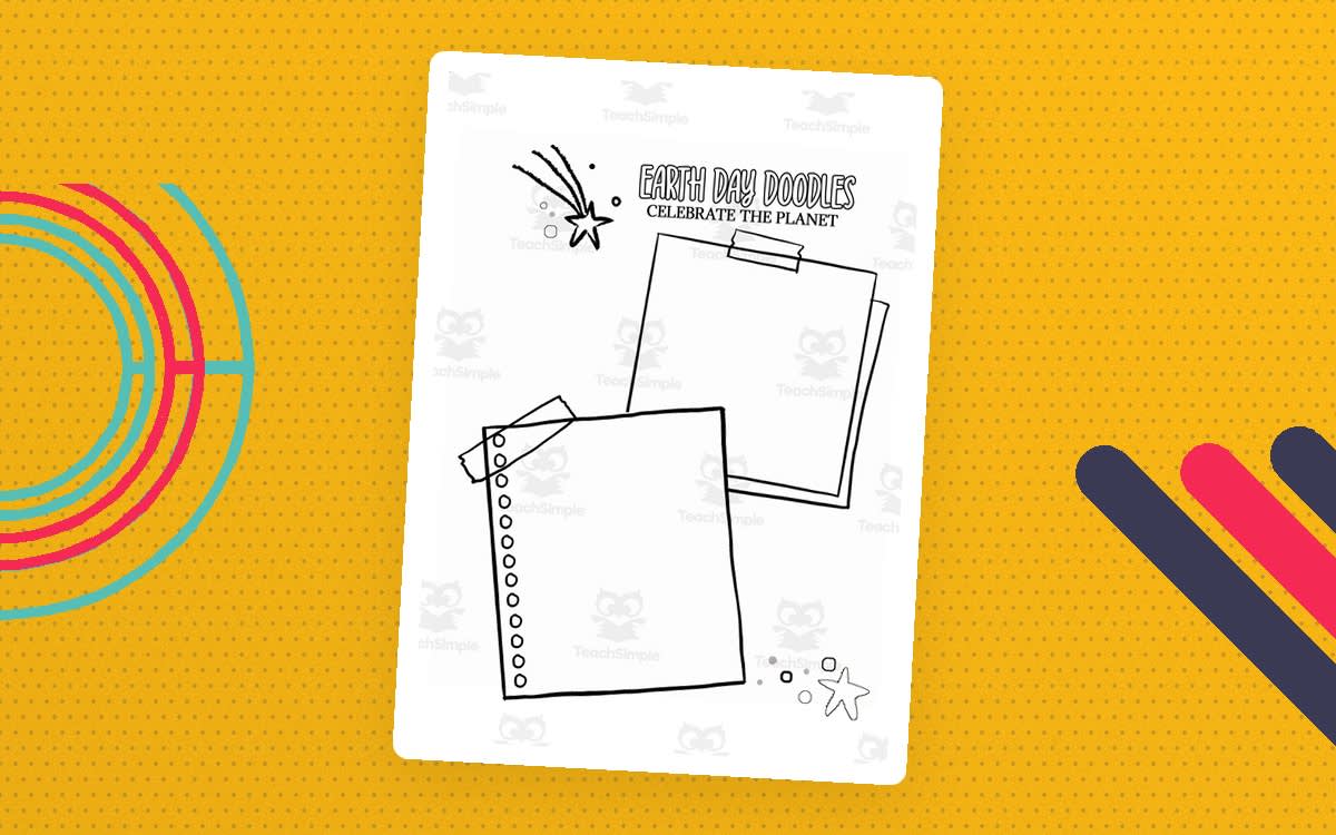An educational teaching resource from Forever June Digital Design entitled Earth Day Worksheet, Doodling Activity, downloadable at Teach Simple.