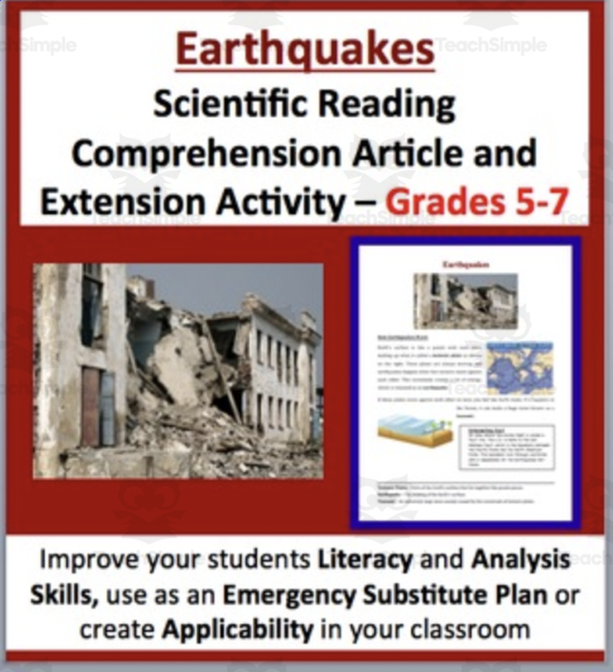 An educational teaching resource from Teach With Fergy entitled Earthquakes - Digital Science Reading Article – Grades 5-7 downloadable at Teach Simple.