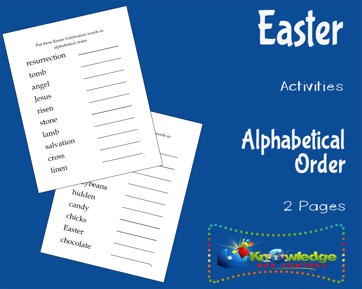 An educational teaching resource from Knowledge Box Central entitled Easter Activities: Alphabetical Order downloadable at Teach Simple.