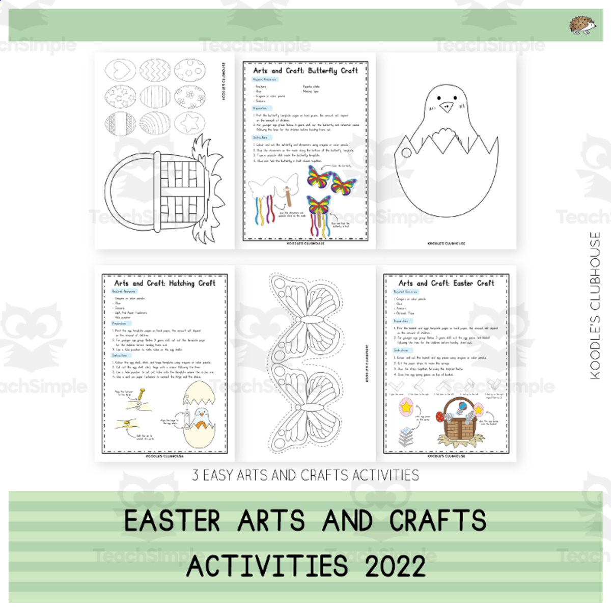 An educational teaching resource from Koodles Clubhouse entitled Easter Arts and Crafts Activity downloadable at Teach Simple.