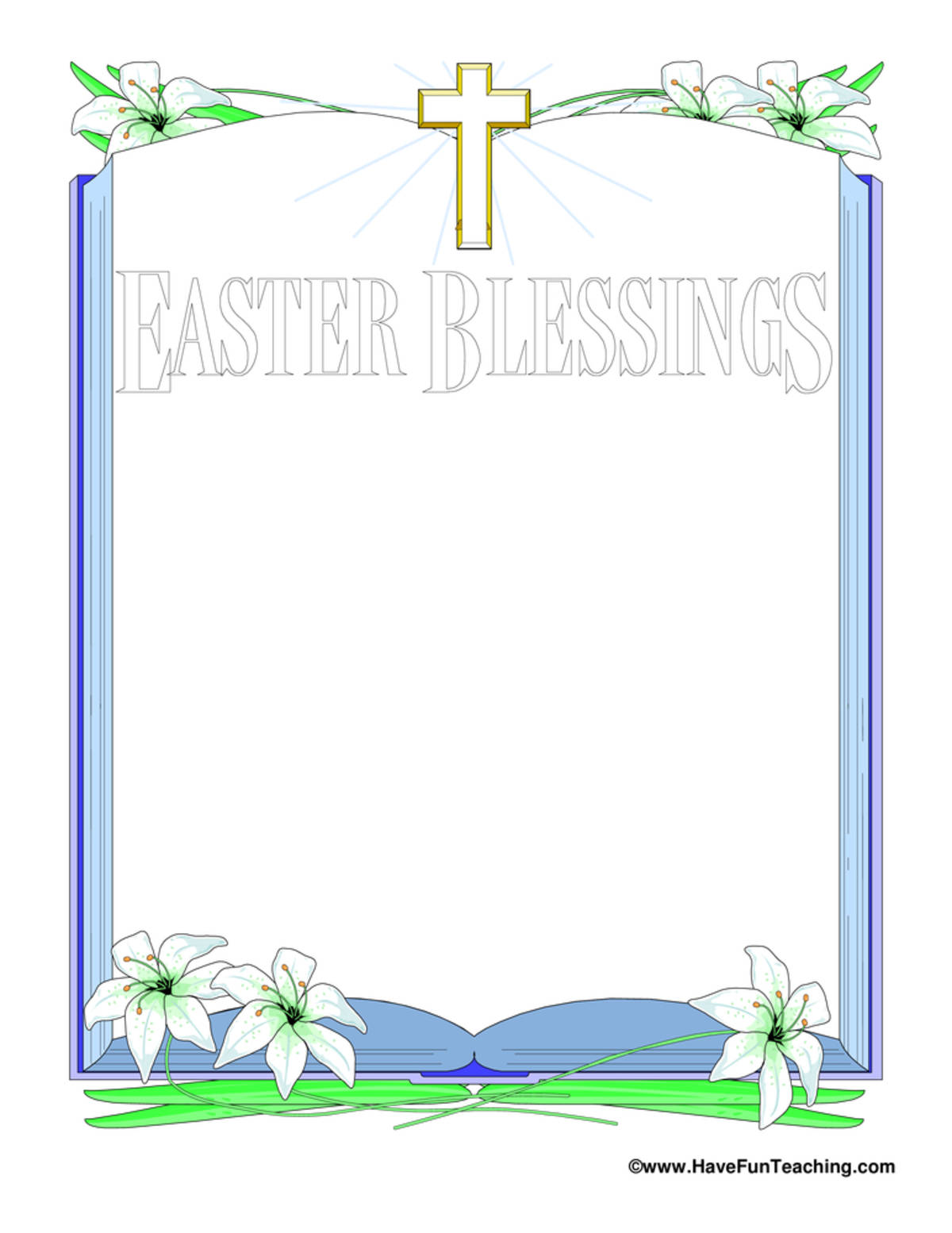 An educational teaching resource from Have Fun Teaching entitled Easter Blessings Writing Paper downloadable at Teach Simple.