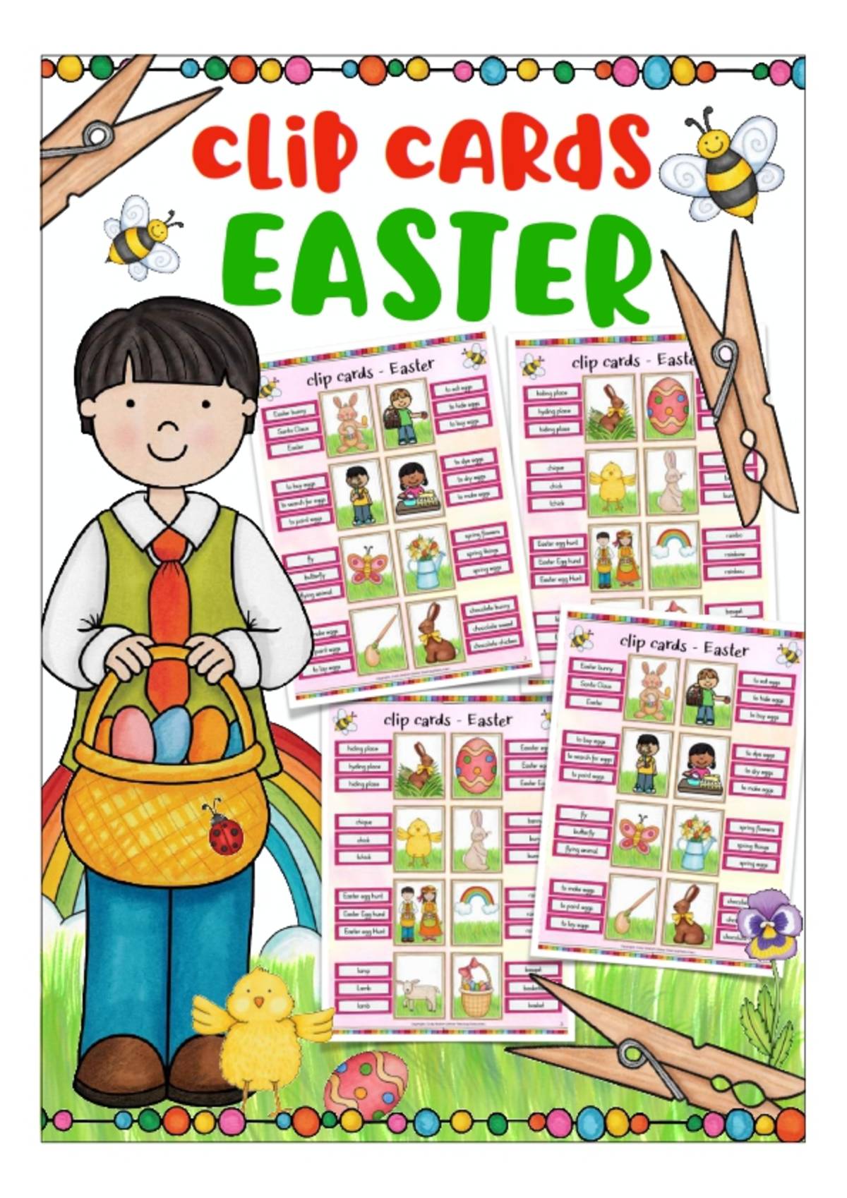 An educational teaching resource from Better Teaching Resources entitled Easter Clip Cards for spelling and vocabulary downloadable at Teach Simple.