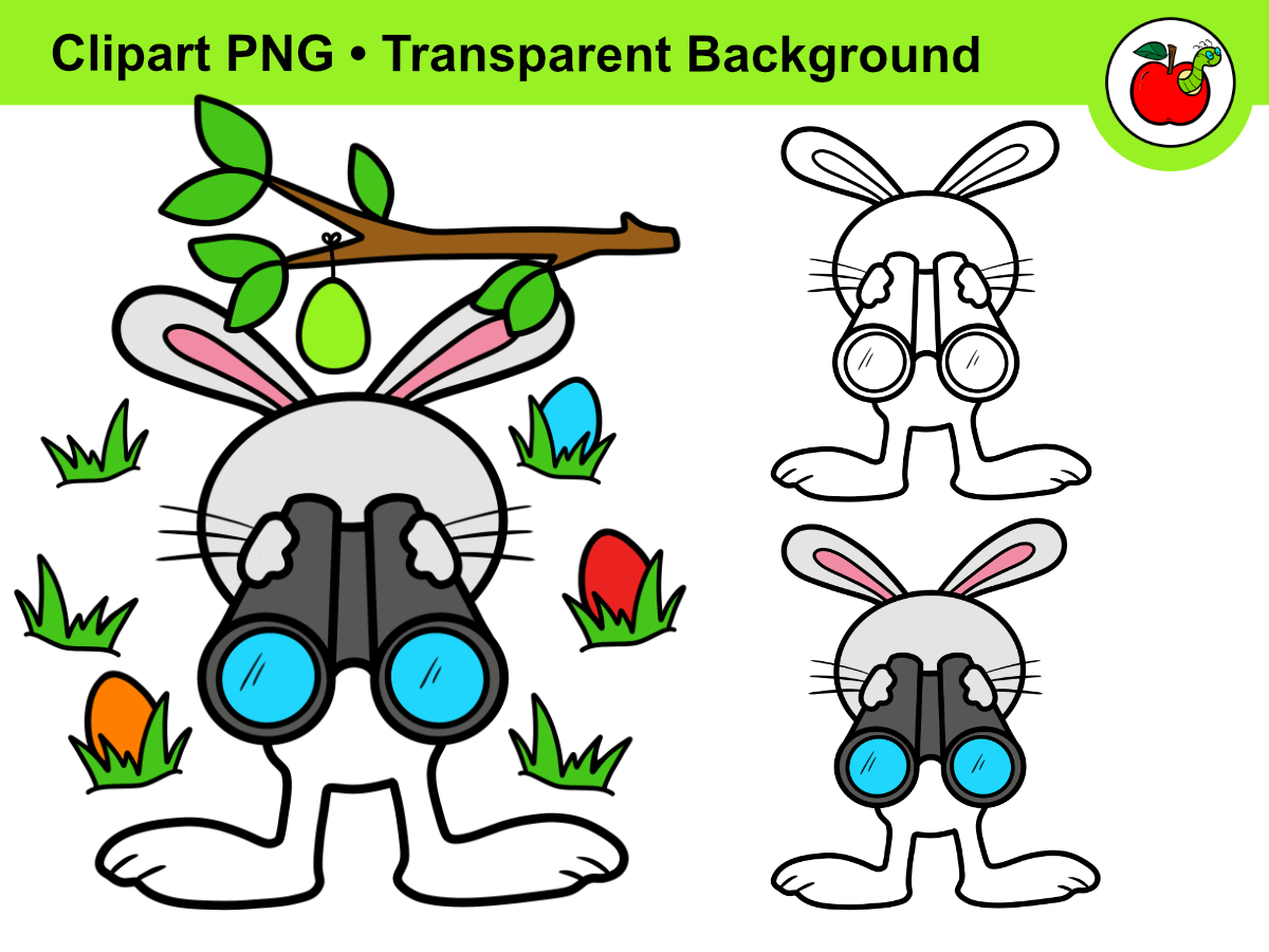 An educational teaching resource from Clipartino entitled Easter Clipart – Bunny Clipart, Egg Hunt Clipart PNG downloadable at Teach Simple.