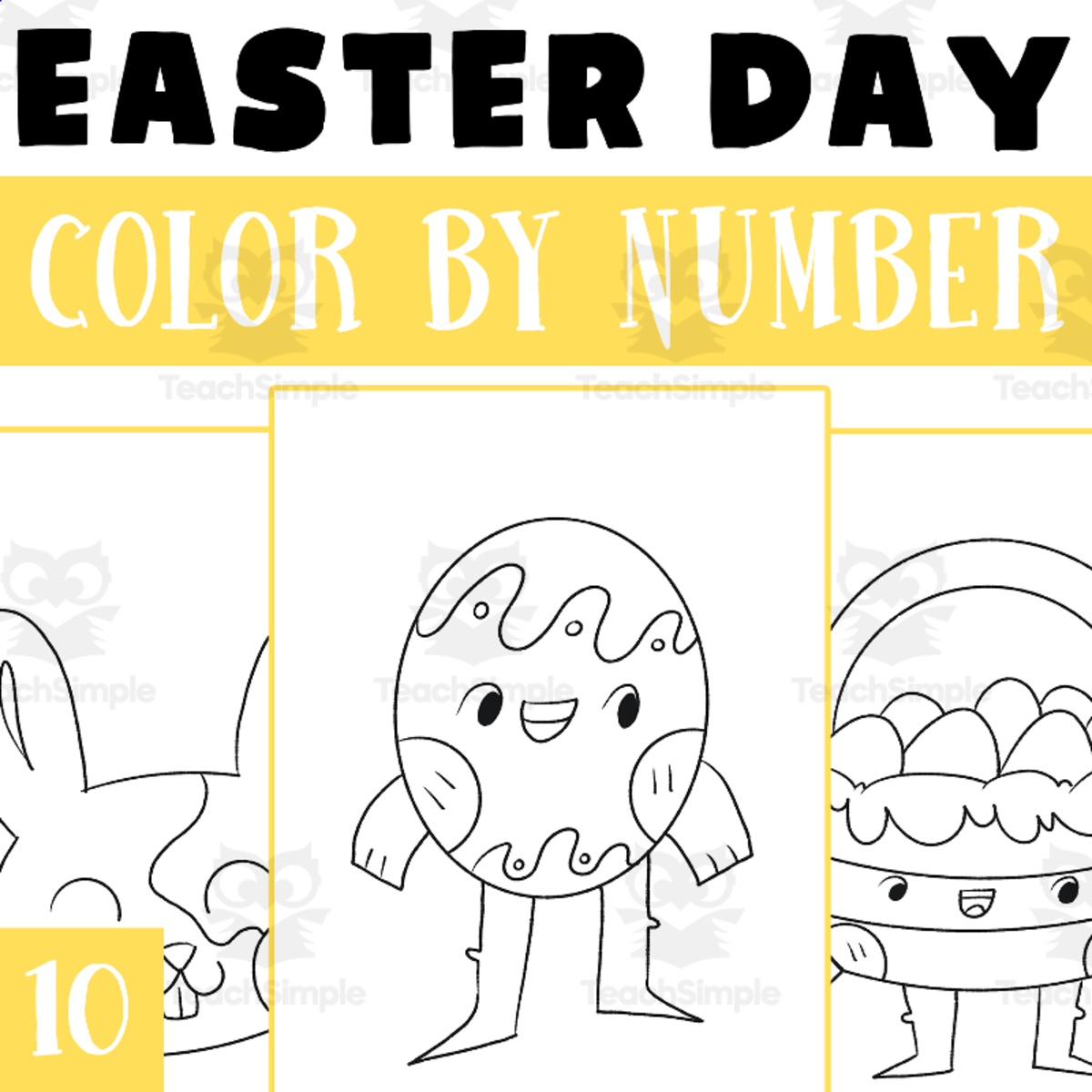 An educational teaching resource from Lapiiin Art Activities entitled Easter Coloring Pages Worksheet Activity downloadable at Teach Simple.