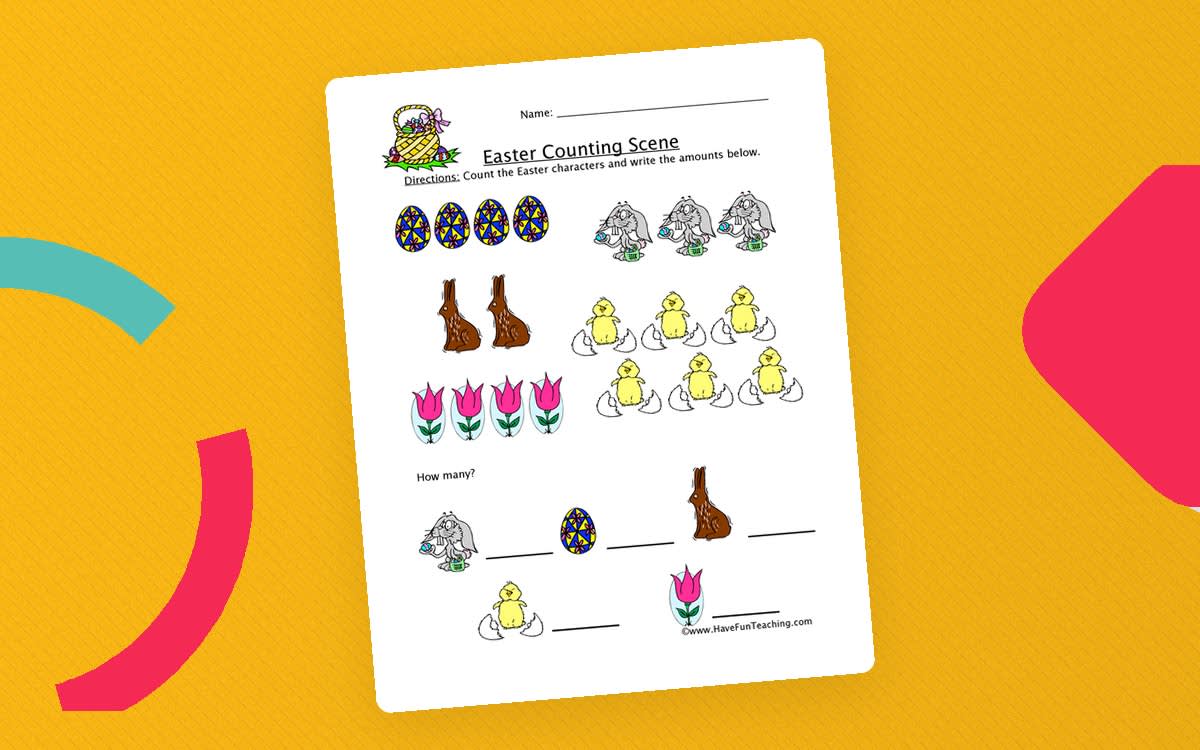 An educational teaching resource from Have Fun Teaching entitled Easter Counting Worksheet downloadable at Teach Simple.