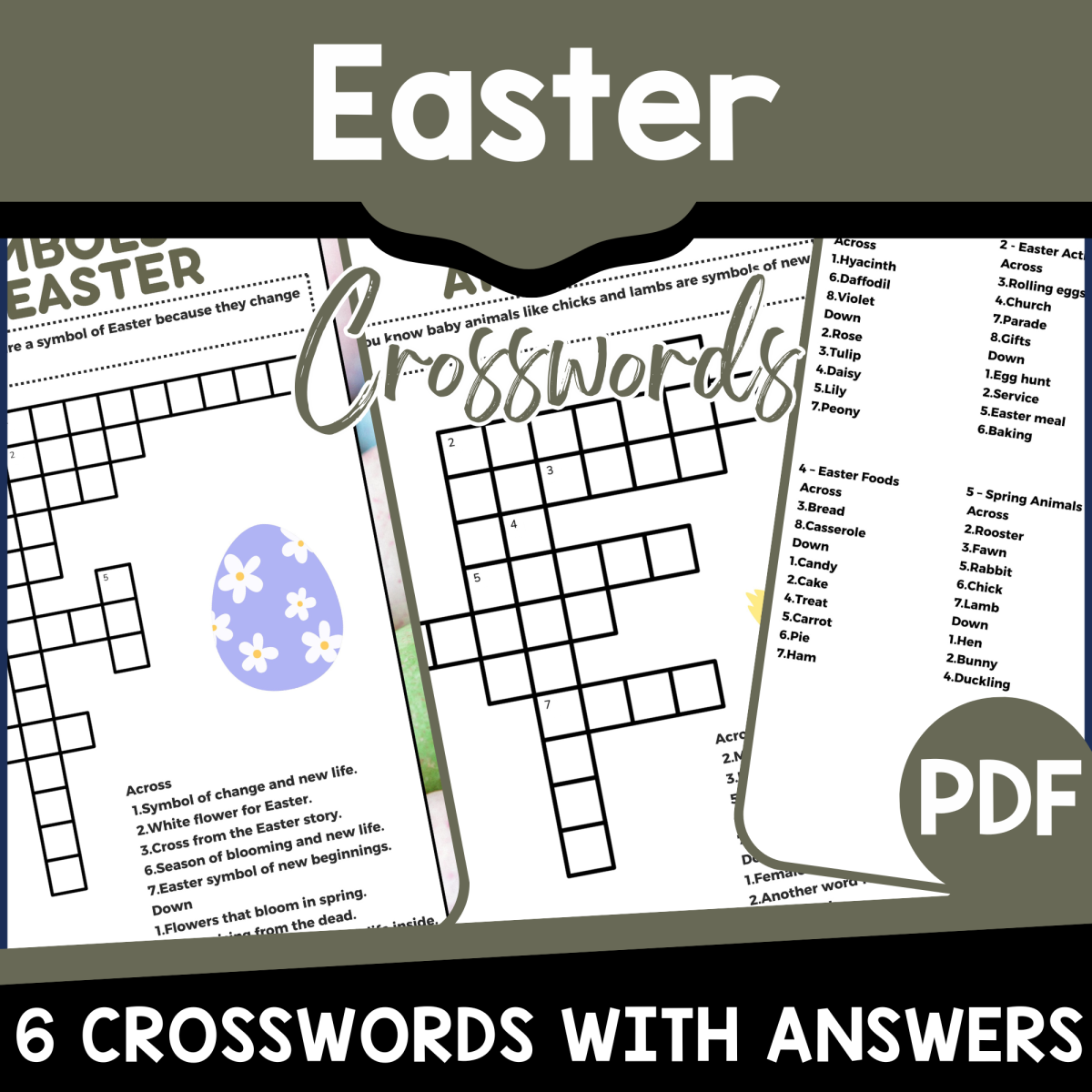 An educational teaching resource from Cored Education entitled Easter Crosswords (PDF) downloadable at Teach Simple.