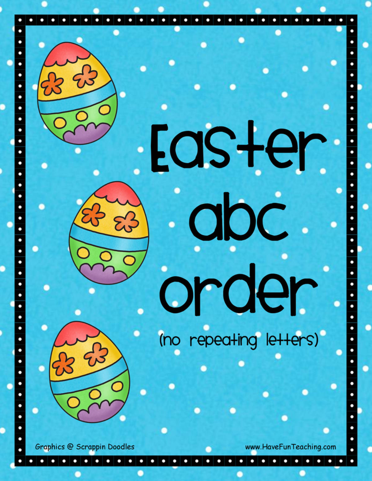 An educational teaching resource from Have Fun Teaching entitled Easter Easy Alphabetical Order Activity downloadable at Teach Simple.