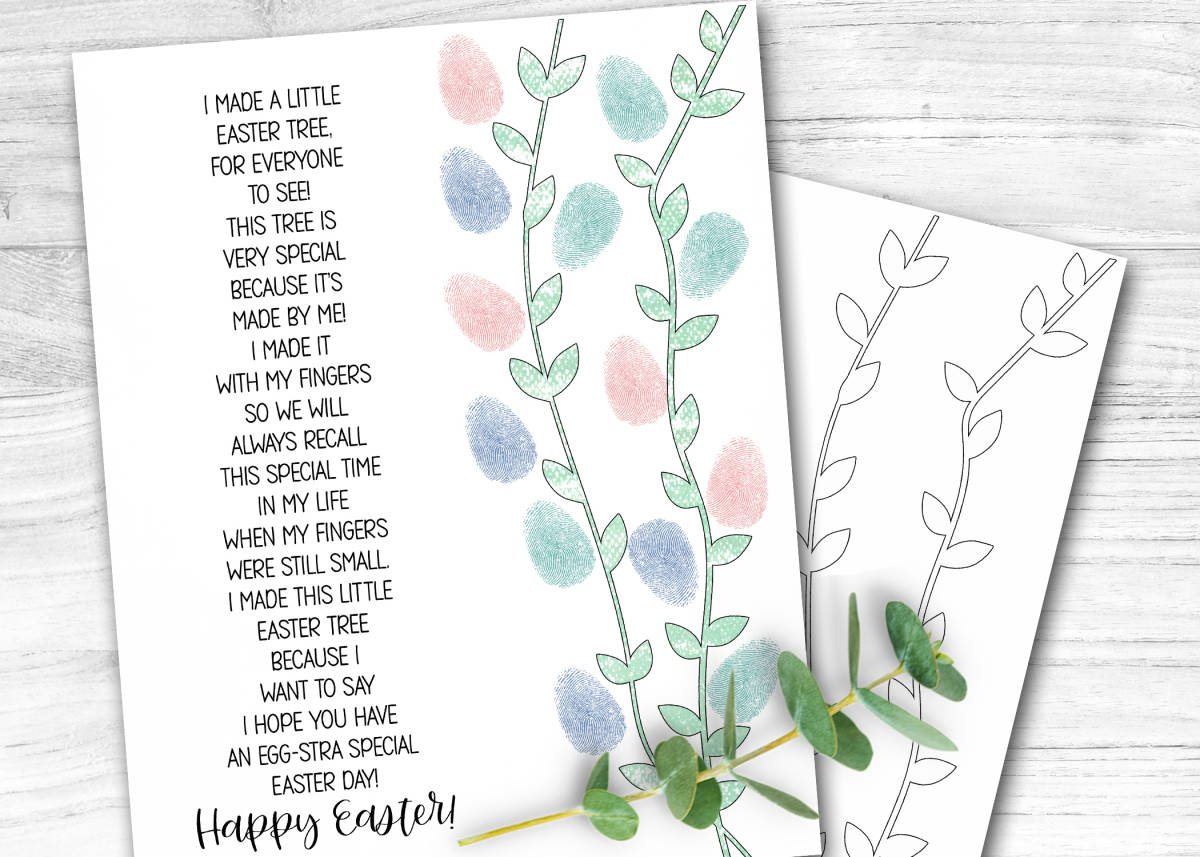 An educational teaching resource from Forever June Digital Design entitled EASTER EGG CRAFT, EASTER TREE TEMPLATE, DIY HANDPRINT CRAFTS FOR KIDS downloadable at Teach Simple.