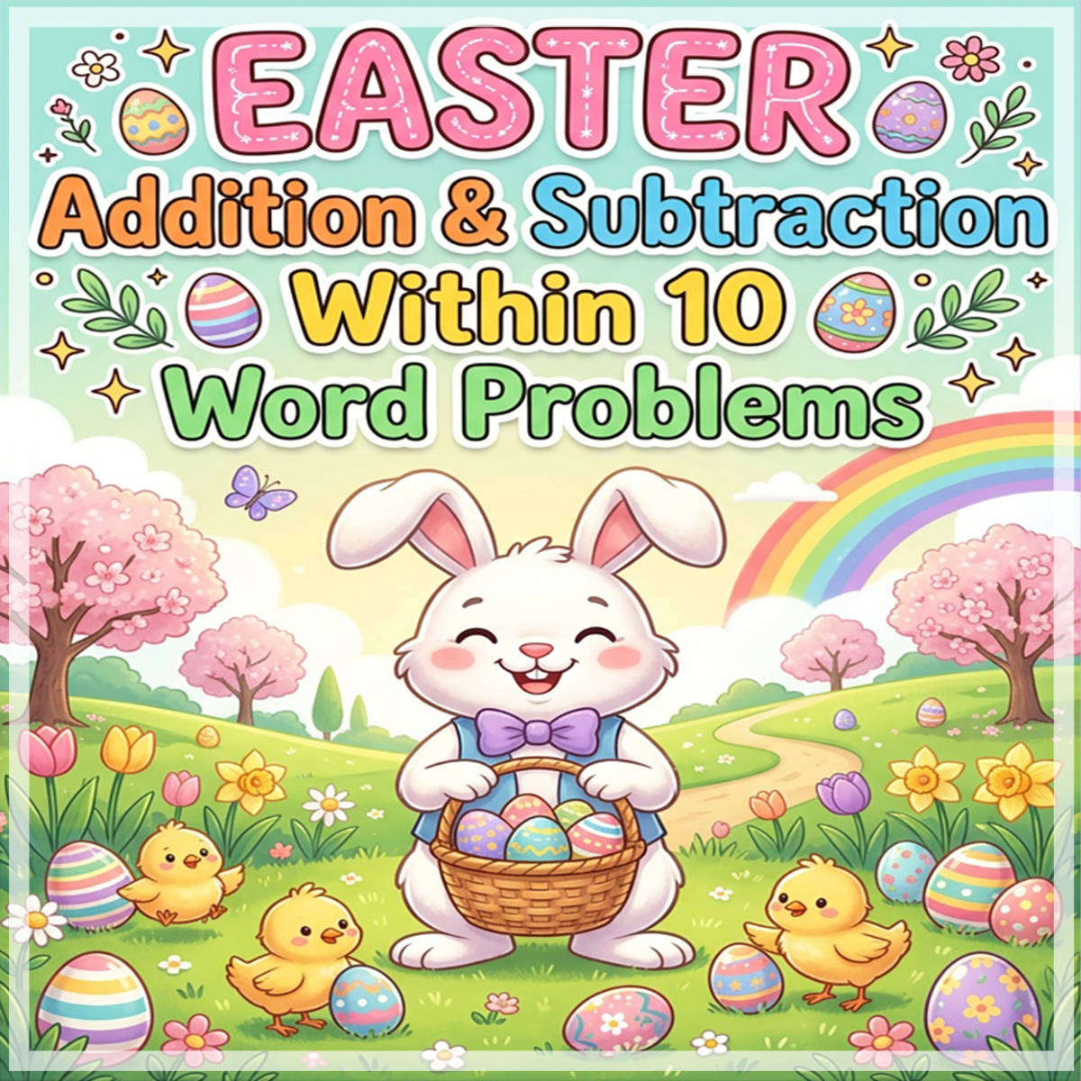 An educational teaching resource from Bambolina55 entitled Easter Egg Math Word Problems | Kindergarten Addition and Subtraction downloadable at Teach Simple.
