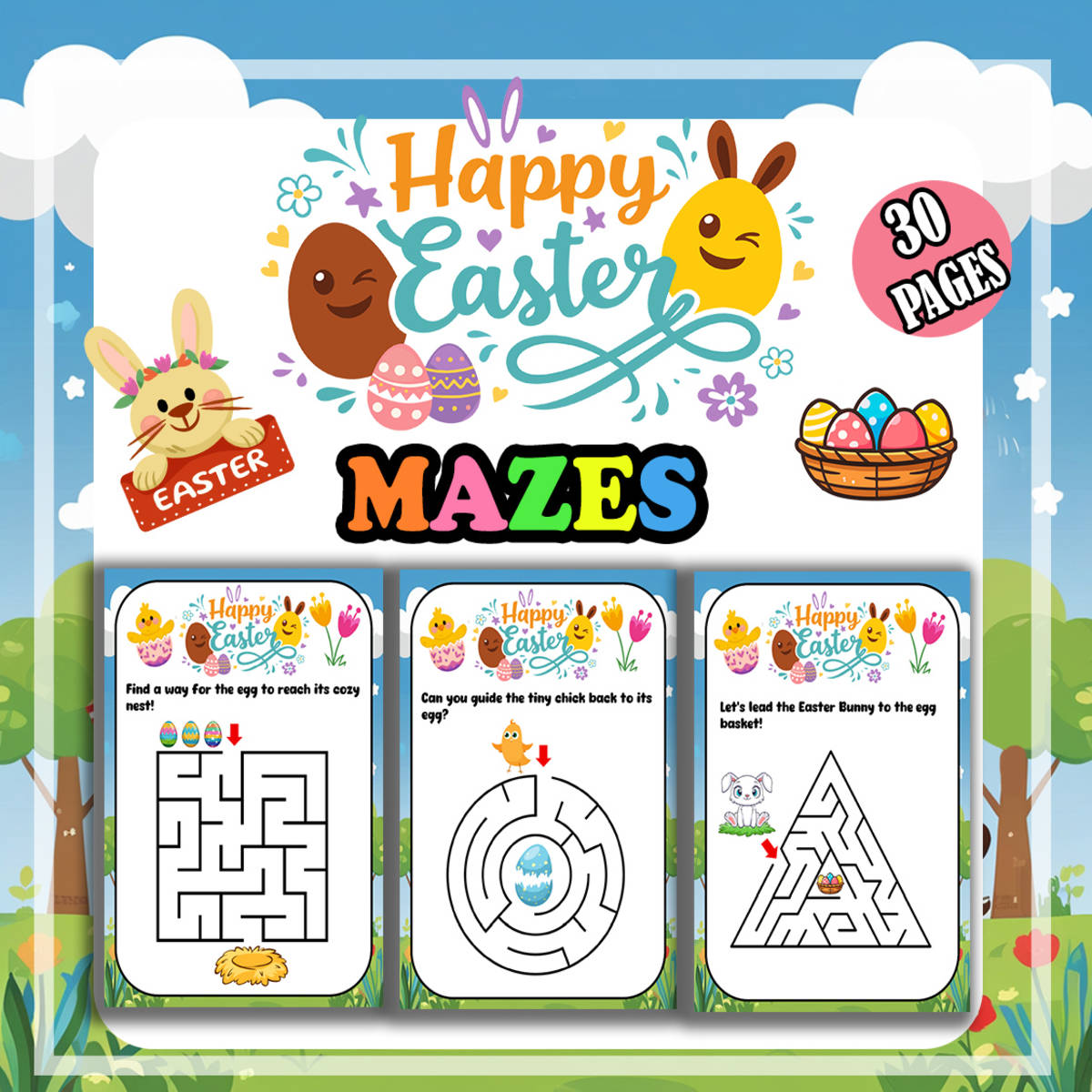 An educational teaching resource from Bambolina55 entitled Easter Egg Mazes for Preschool Kindergarten | Fine Motor Skills Mornin downloadable at Teach Simple.