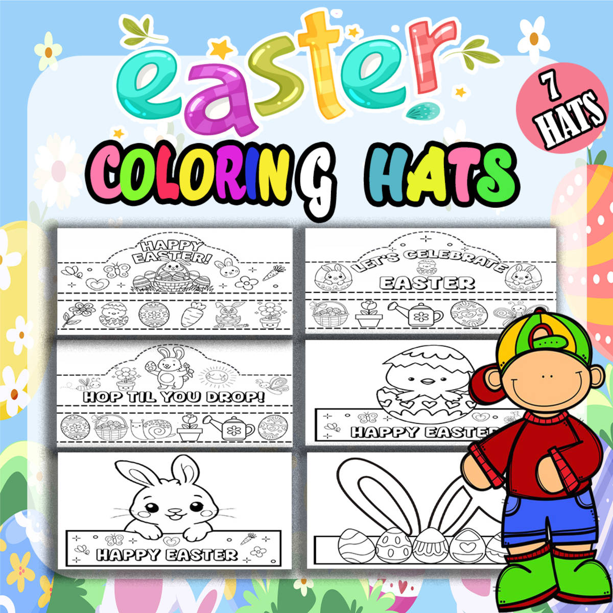 An educational teaching resource from Bambolina55 entitled Easter Eggs Craft Crown Template | Preschool Kindergarten Easter Color downloadable at Teach Simple.