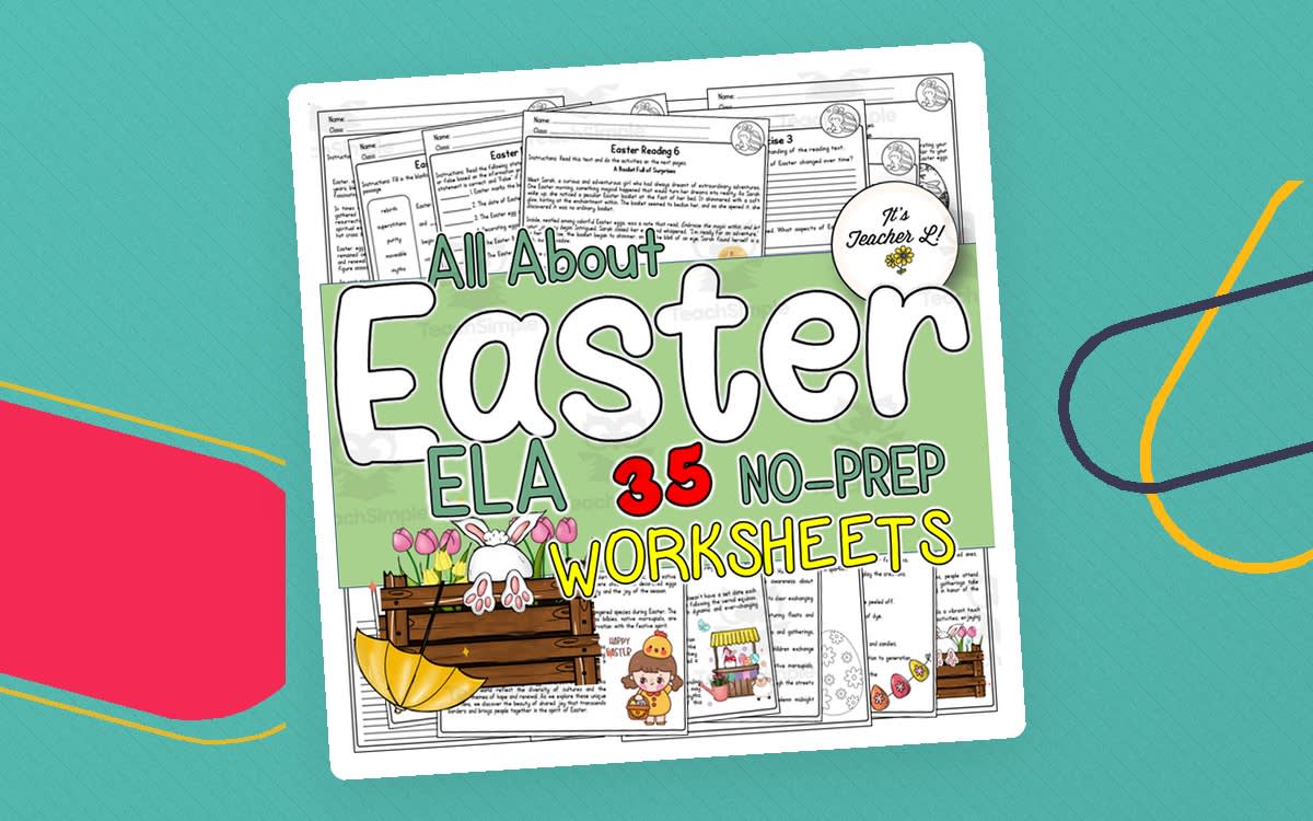 An educational teaching resource from It's Teacher L entitled Easter ELA Worksheets (4th|5th|6th) downloadable at Teach Simple.
