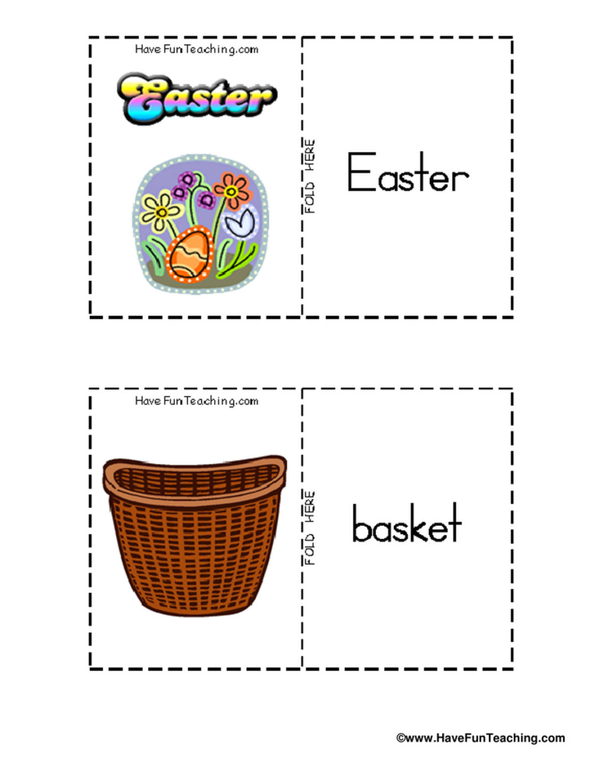 An educational teaching resource from Have Fun Teaching entitled Easter Flash Cards downloadable at Teach Simple.