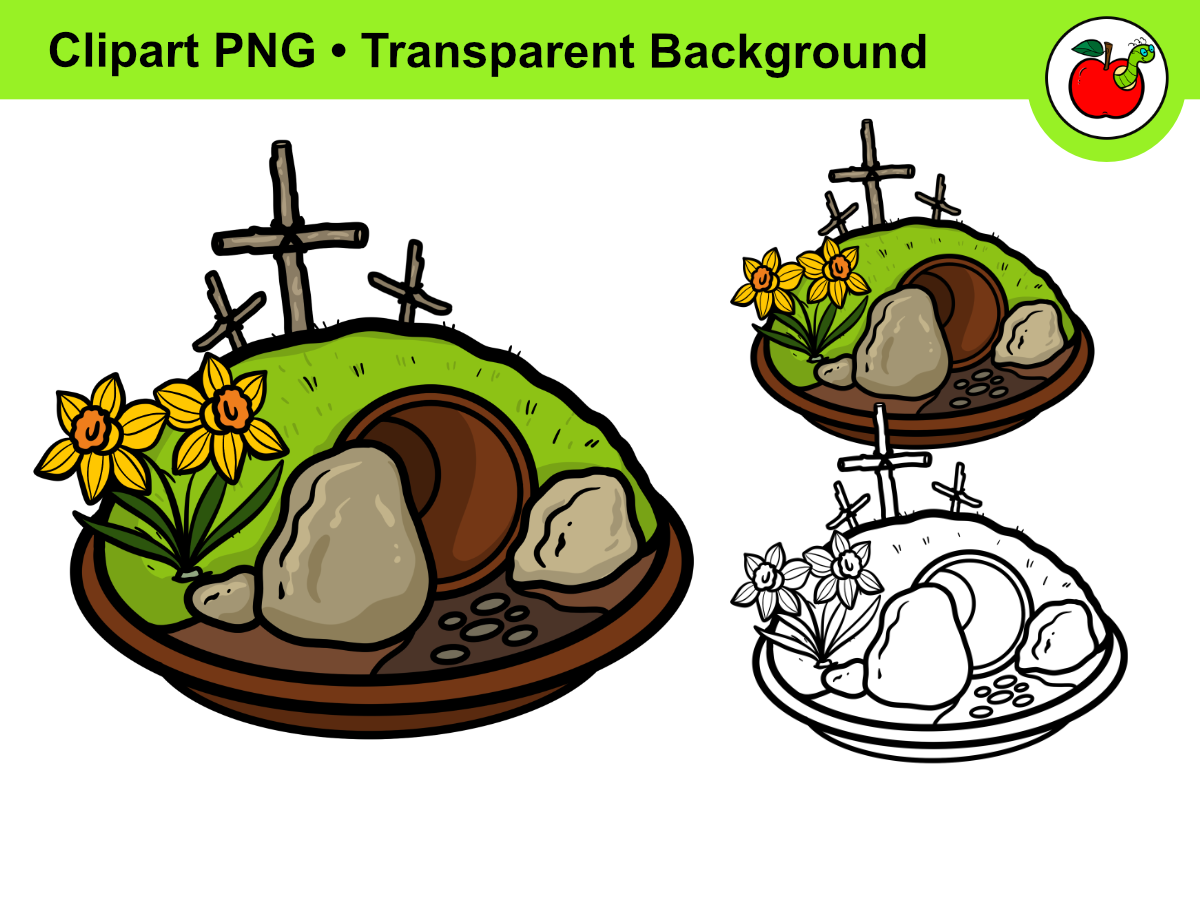 An educational teaching resource from Clipartino entitled Easter Garden Clipart, Christian Religious Clipart, Easter Clipart downloadable at Teach Simple.