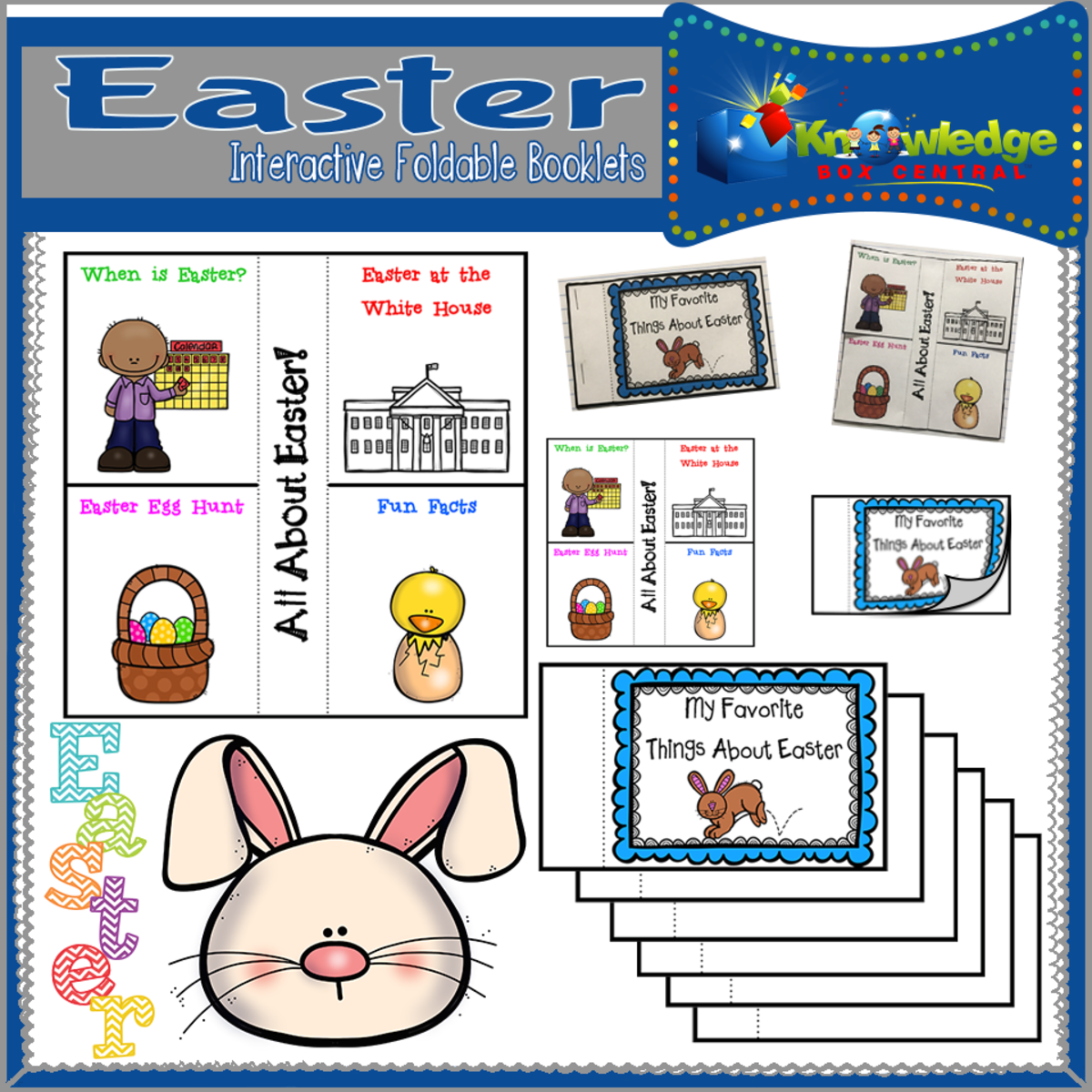 An educational teaching resource from Knowledge Box Central entitled Easter Interactive Foldable Booklets – EBOOK downloadable at Teach Simple.