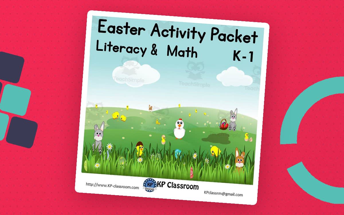 An educational teaching resource from KP Classroom entitled Easter Literacy and Math Activity Packet for K-1 downloadable at Teach Simple.