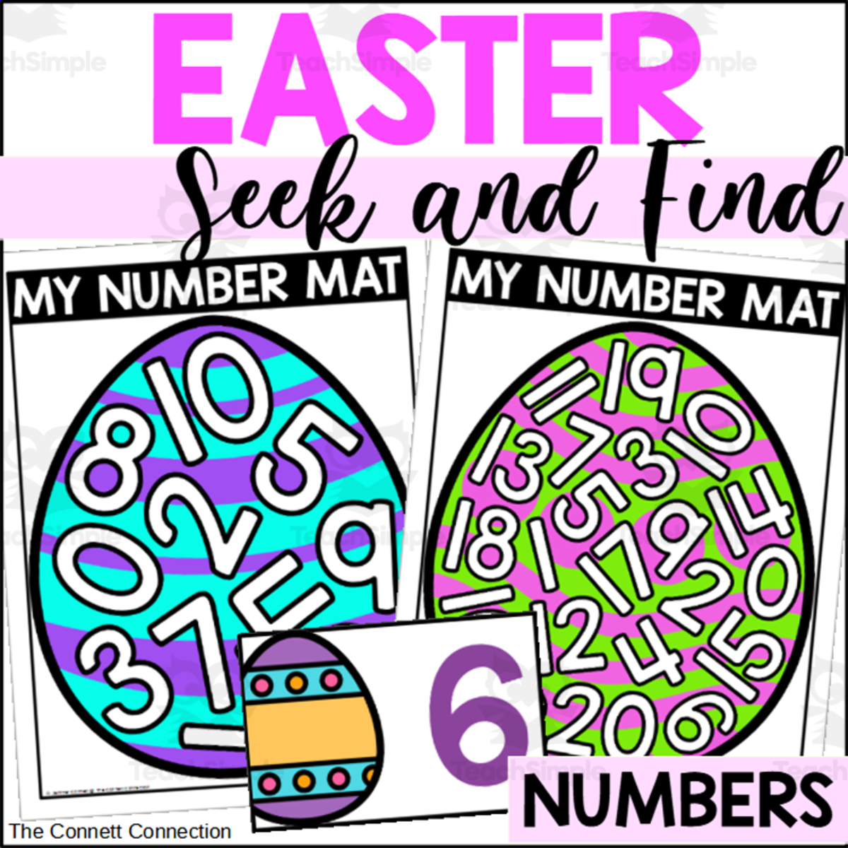 An educational teaching resource from The Connett Connection entitled Easter Number Seek and Find Mats with Easter Eggs downloadable at Teach Simple.
