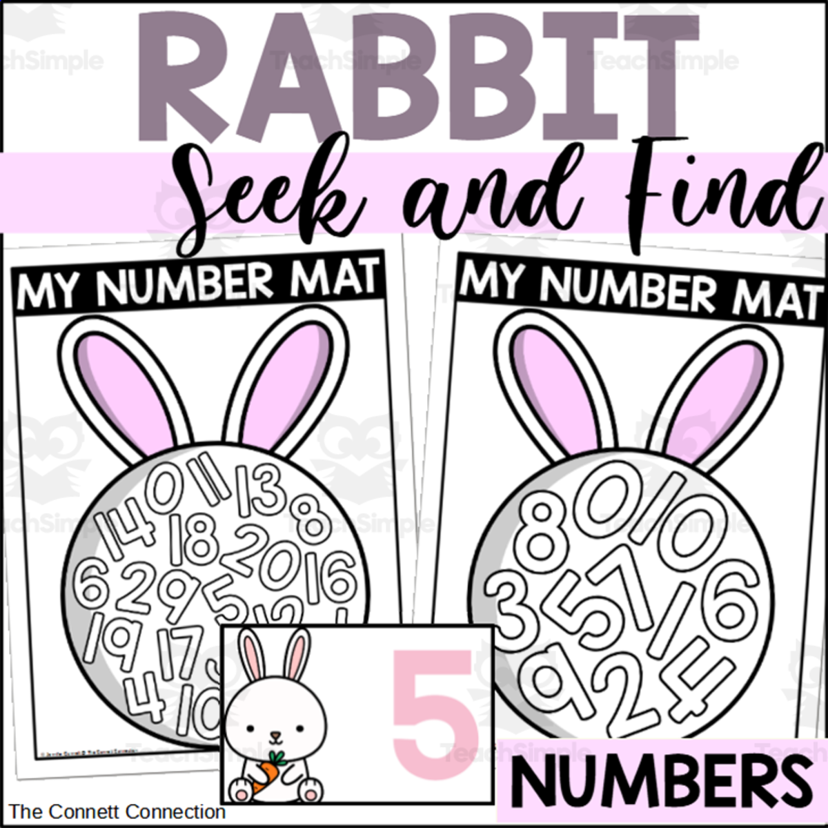 An educational teaching resource from The Connett Connection entitled Easter Number Seek and Find Mats with Rabbits downloadable at Teach Simple.