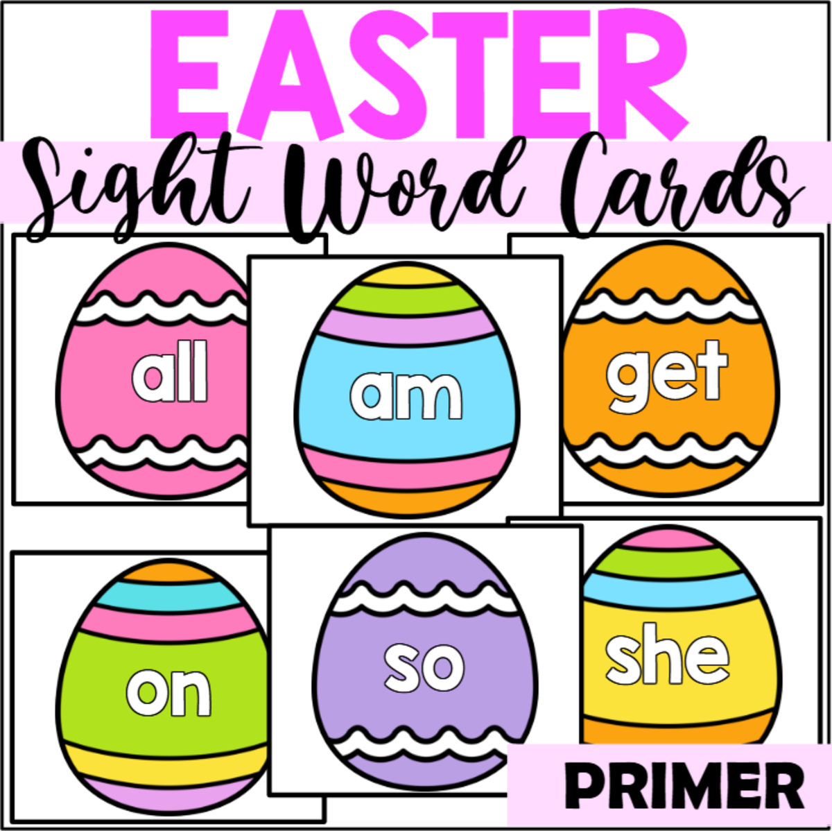 An educational teaching resource from The Connett Connection entitled Easter Primer Sight Word Cards downloadable at Teach Simple.